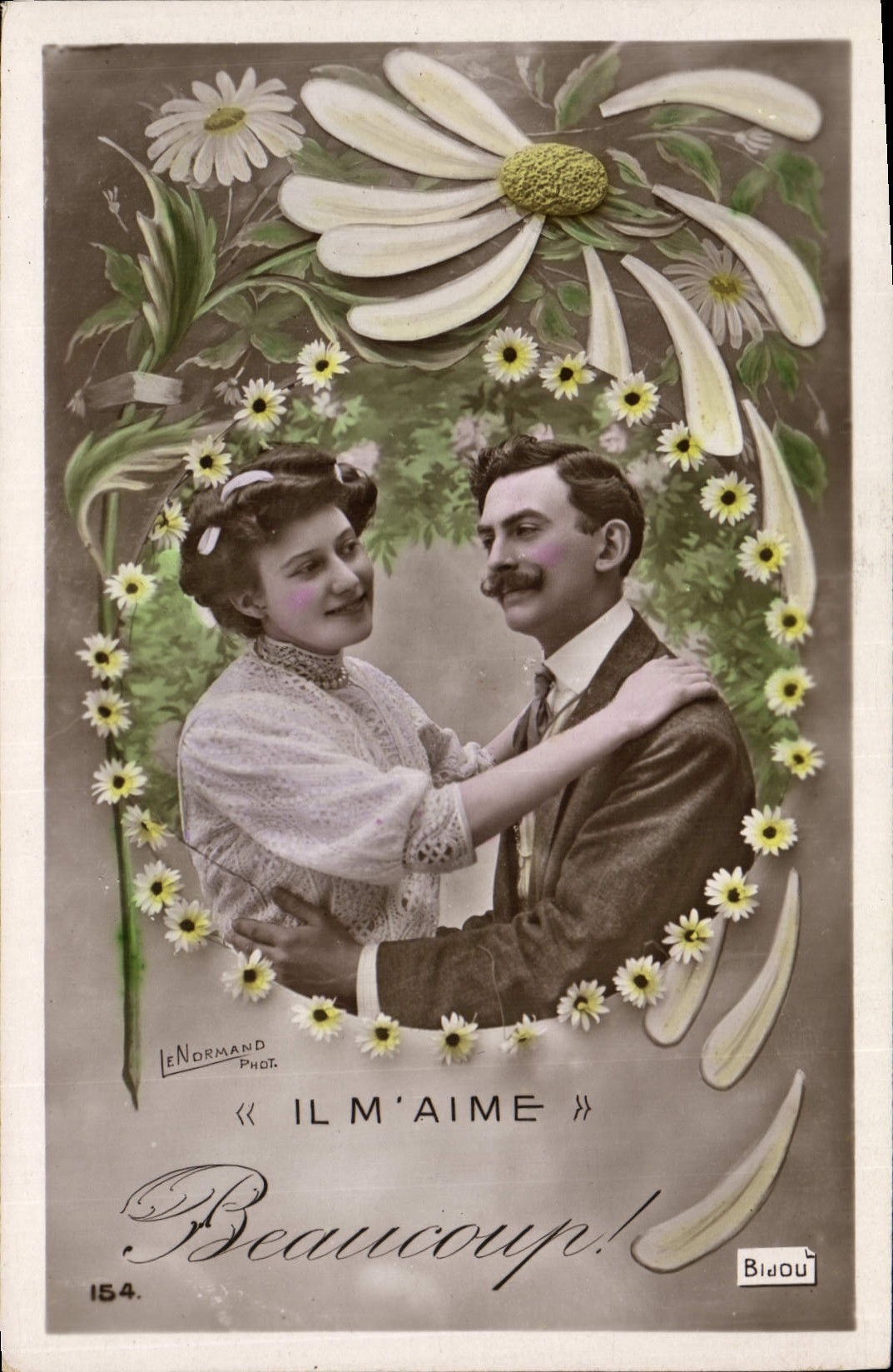 Vintage Postcard Fantaisie Language of the Flowers It likes me Femme
