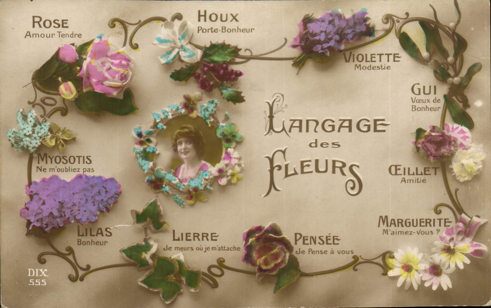CPA Fantaisie Langage des Fleurs 