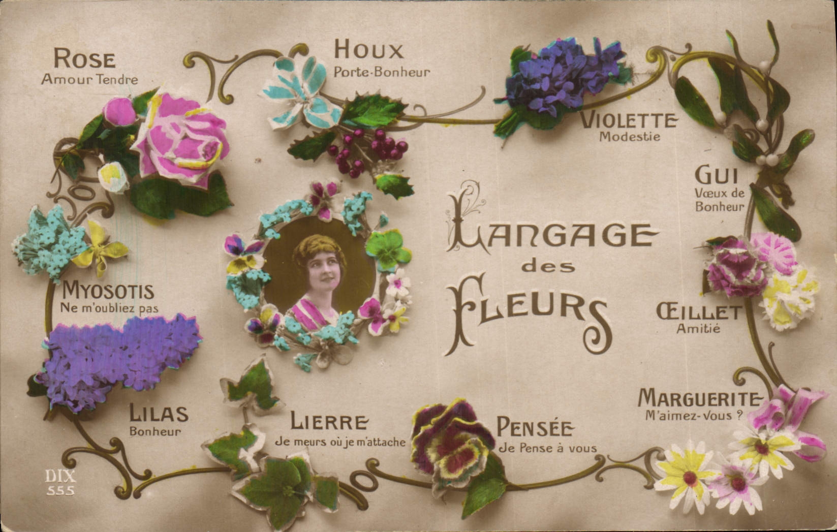 CPA Fantaisie Langage des Fleurs 