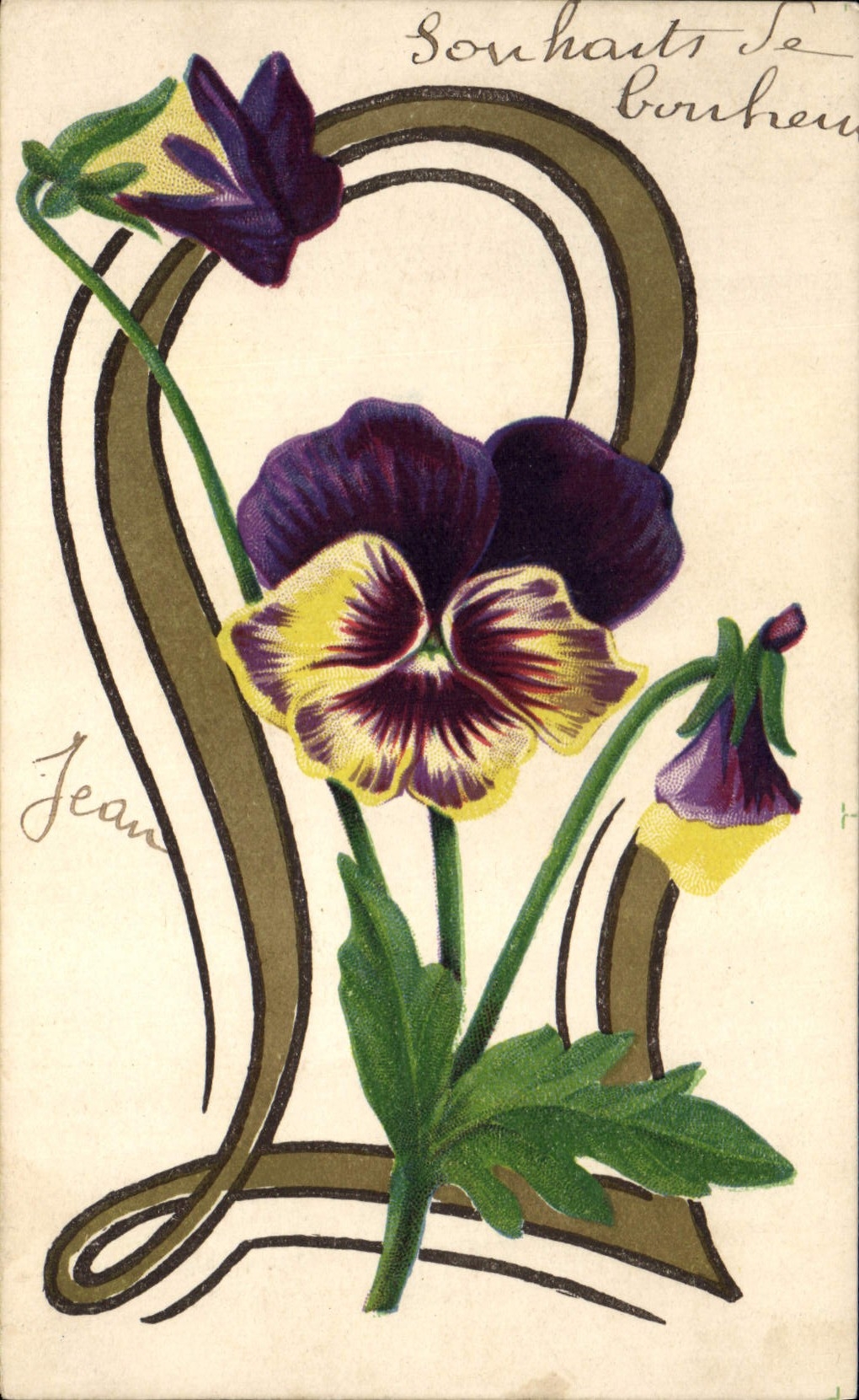 CPA Fantaisie Fleurs Lettres Lettre L 