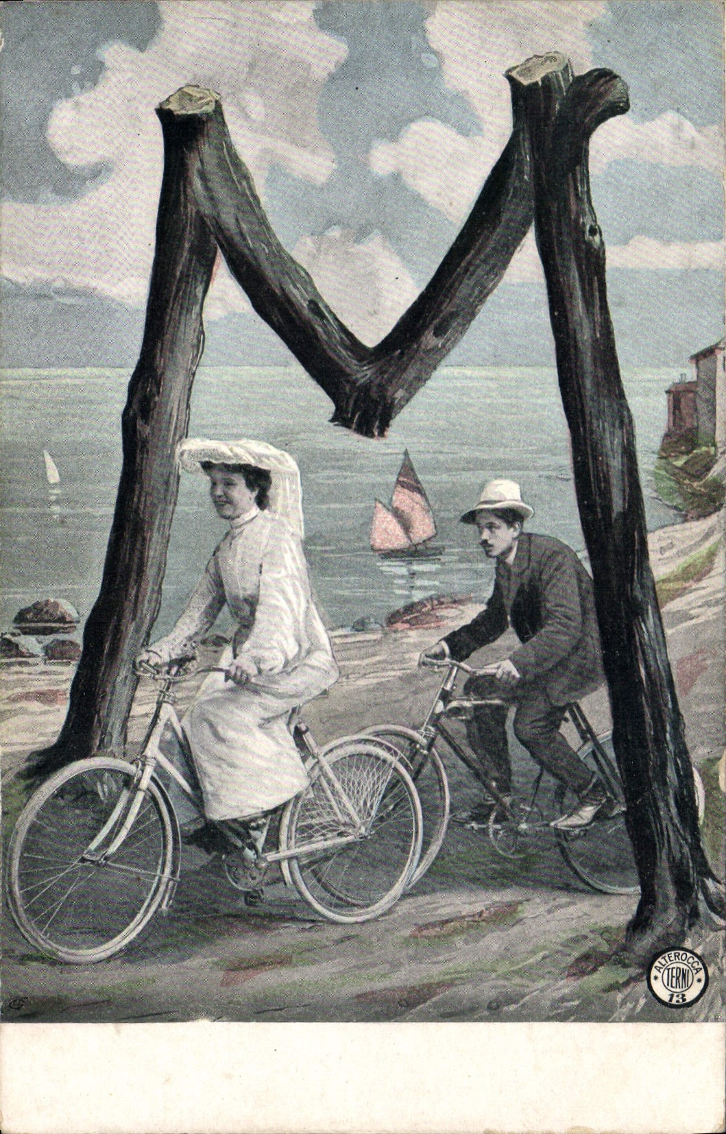 Vintage Postcard Fantaisie Woman Letters Letter Mr. Velo Cycles