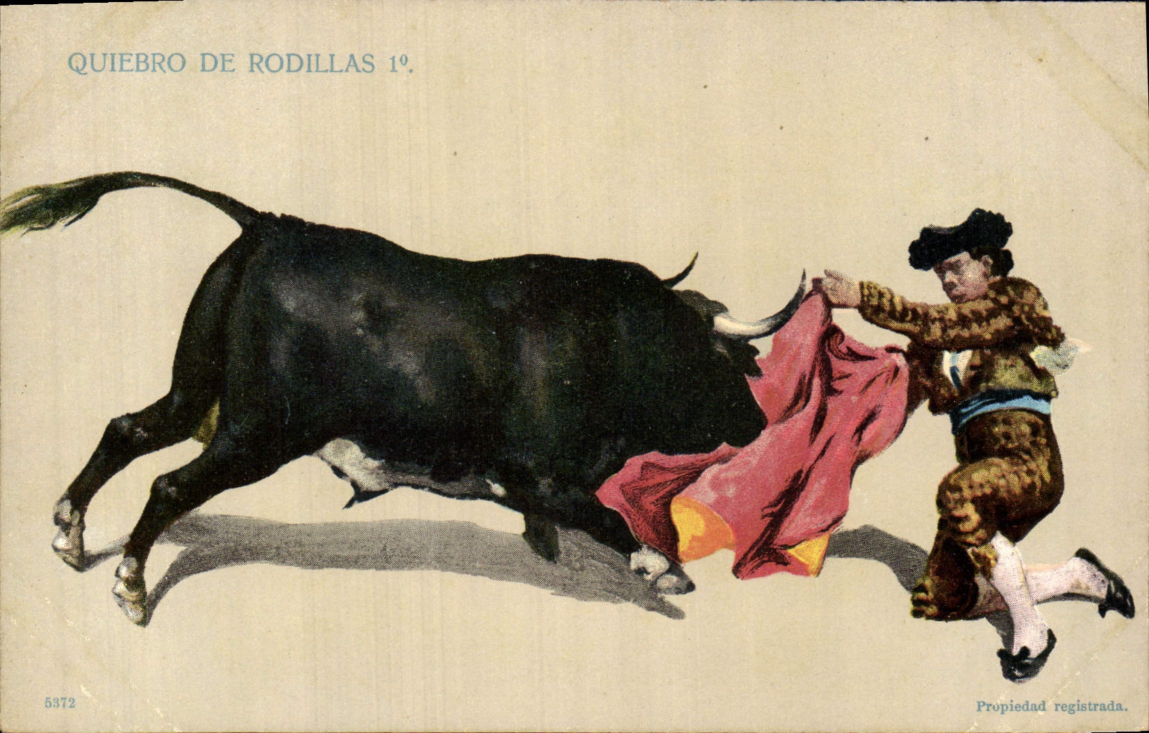 Postal Corrida Corrida de toros Quiebro de Rodillas