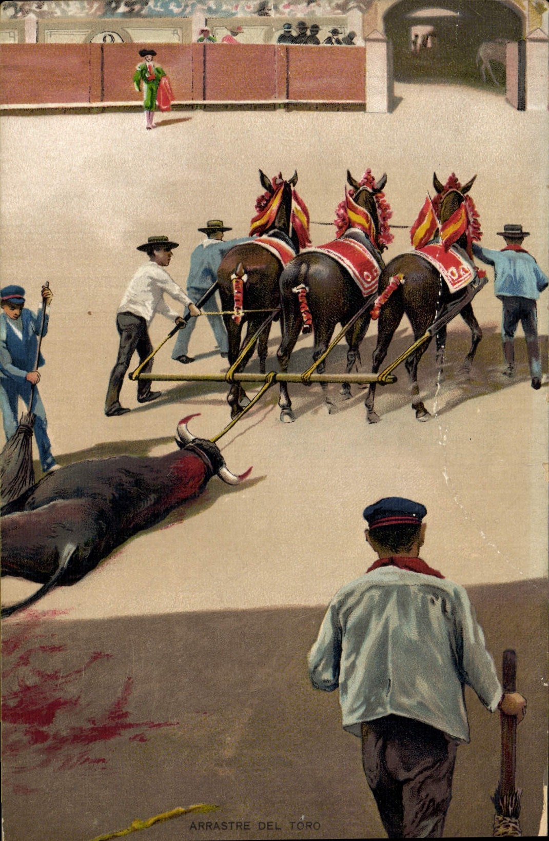 Postal Corrida Corrida de toros Arrastre del Toro