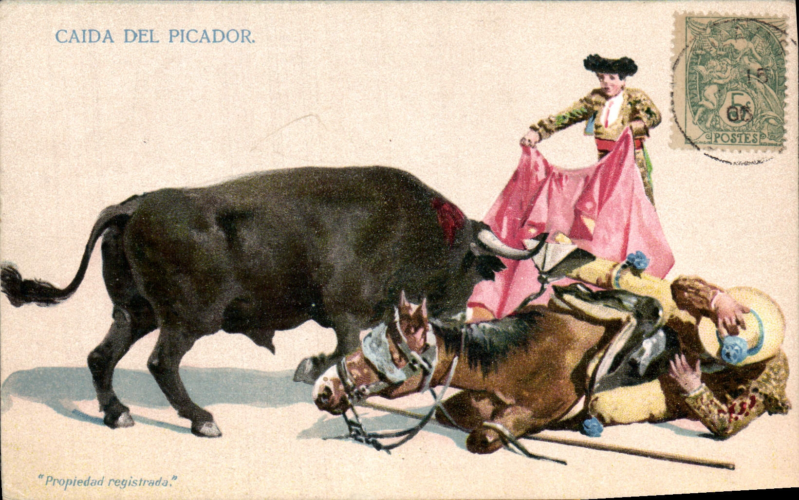 CPA Corrida Course de taureaux Caida del Picador 