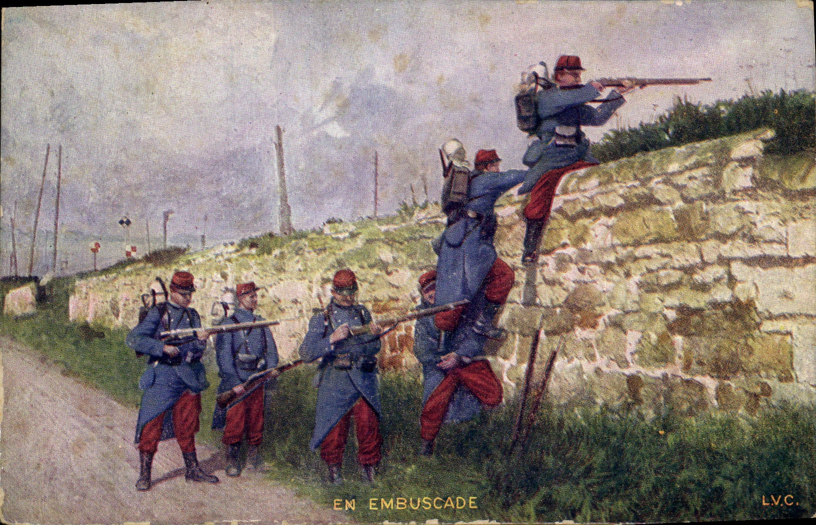 CPA Militaria En embuscade 