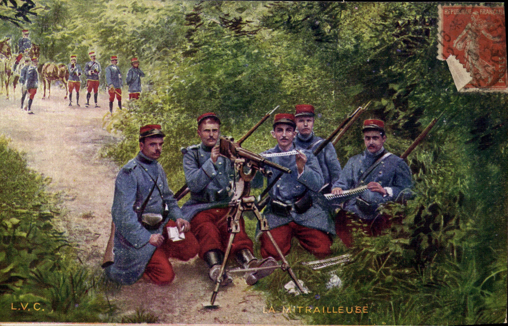 CPA Militaria La mitrailleuse 