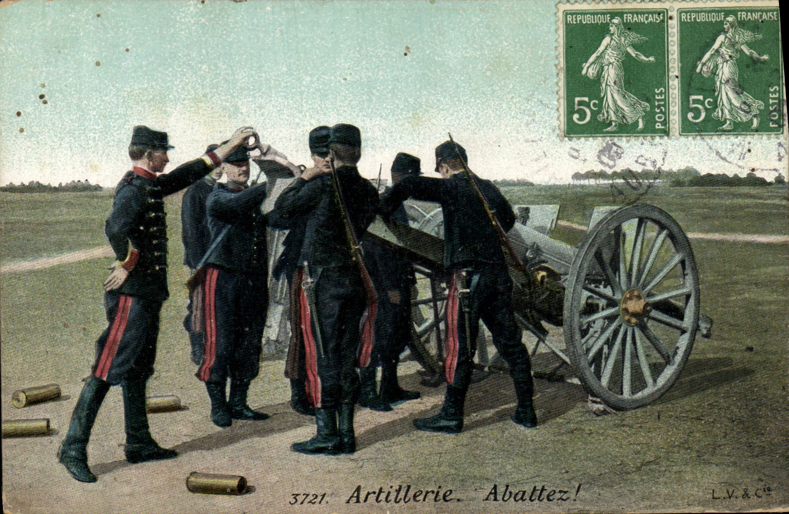 CPA Militaria Artillerie Abattez ! Canon