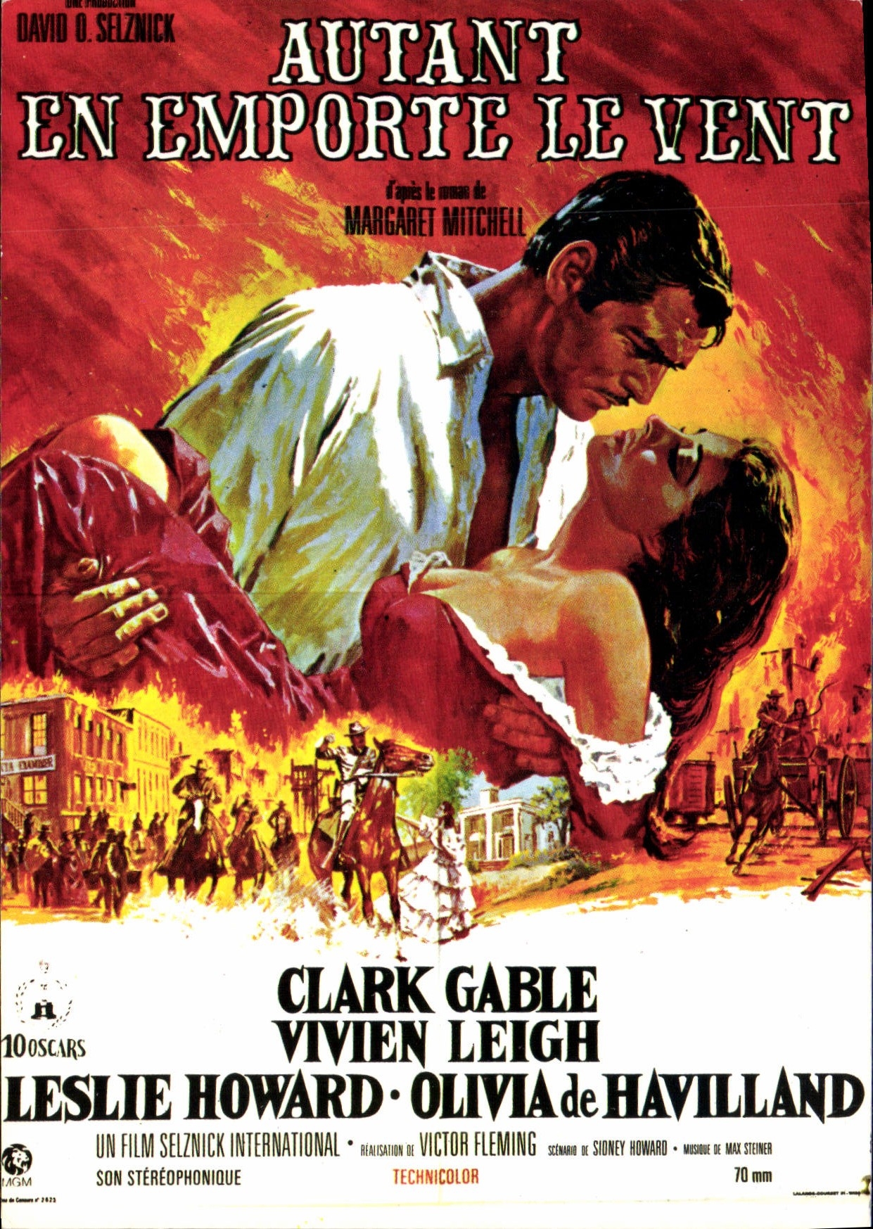 Vintage Postcard Cinema Gone With The Wind Clark Gable Vivien Leigh Leslie Howard Olivia de Havilland
