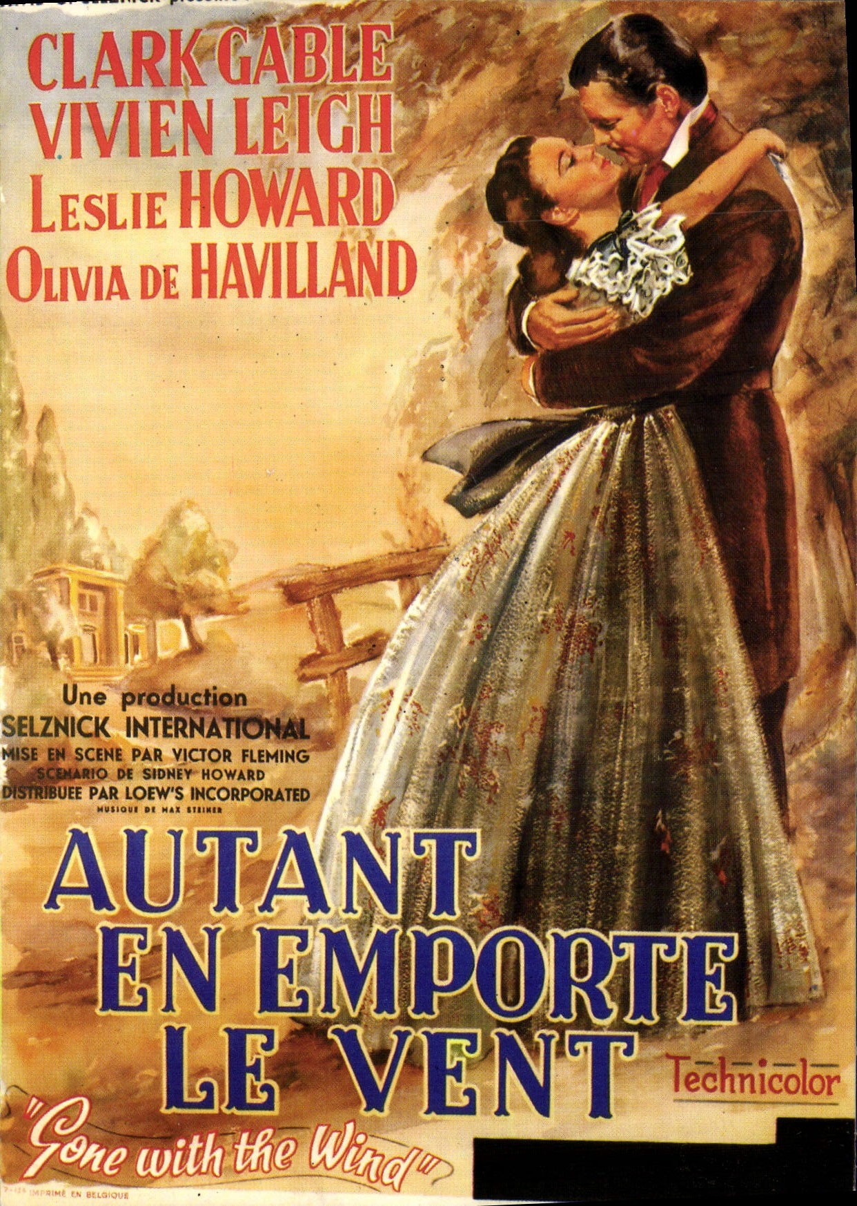 Vintage Postcard Cinema Gone With The Wind Margaret Mitchell Clark Gable Vivien Leigh Leslie Howard Olivia de Havilland