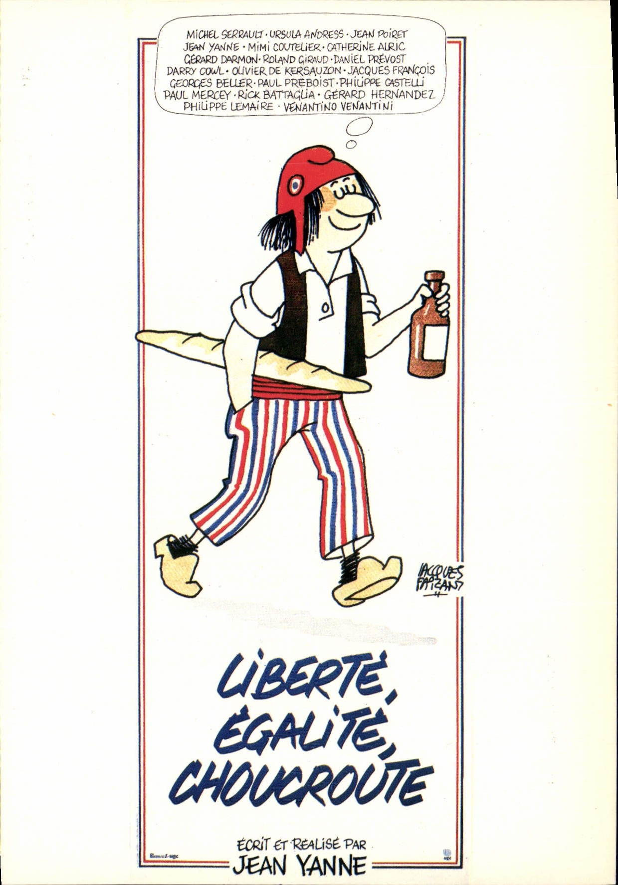 Vintage Postcard Cinema Freedom Equality Sauerkraut Jean Yanne