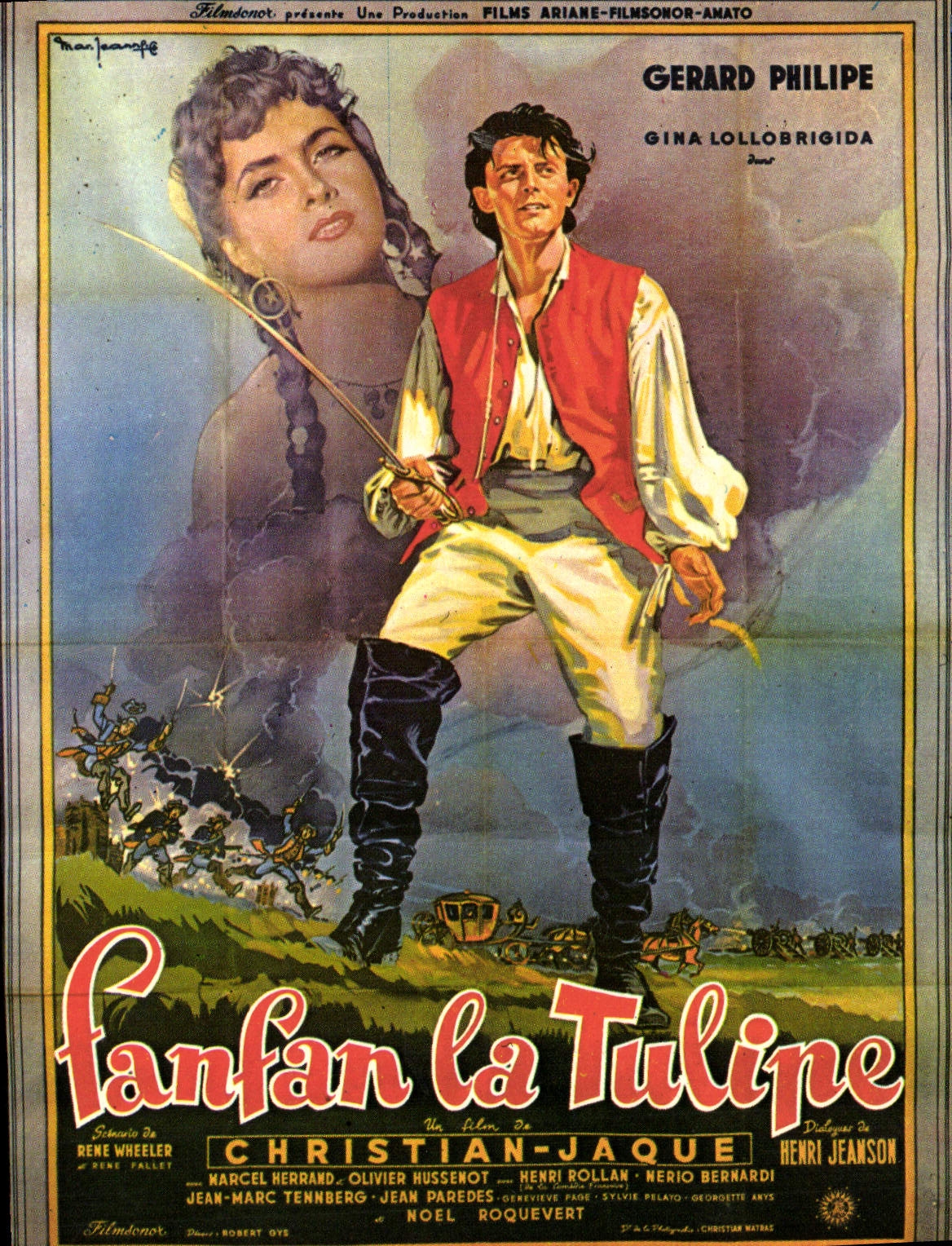 Vintage Postcard Fanfan Cinema the Tulip Gérard Philipe