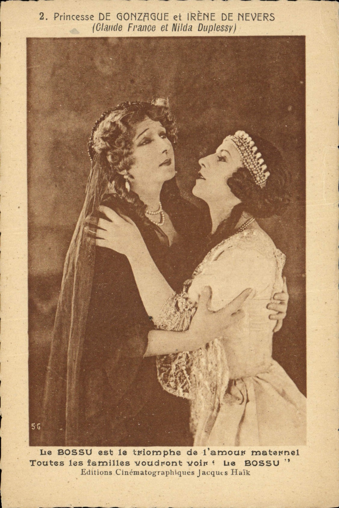 Vintage Postcard Cinema Princess of Gonzague and Irene of Nevers the Uneven one