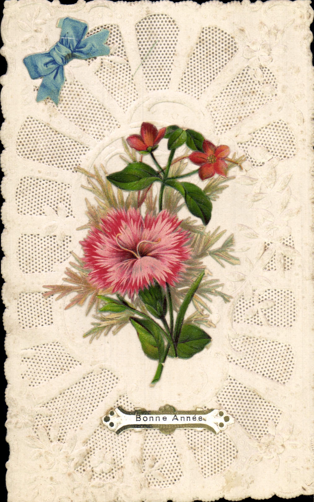 CPA Fantaisie Brodee Fleurs 