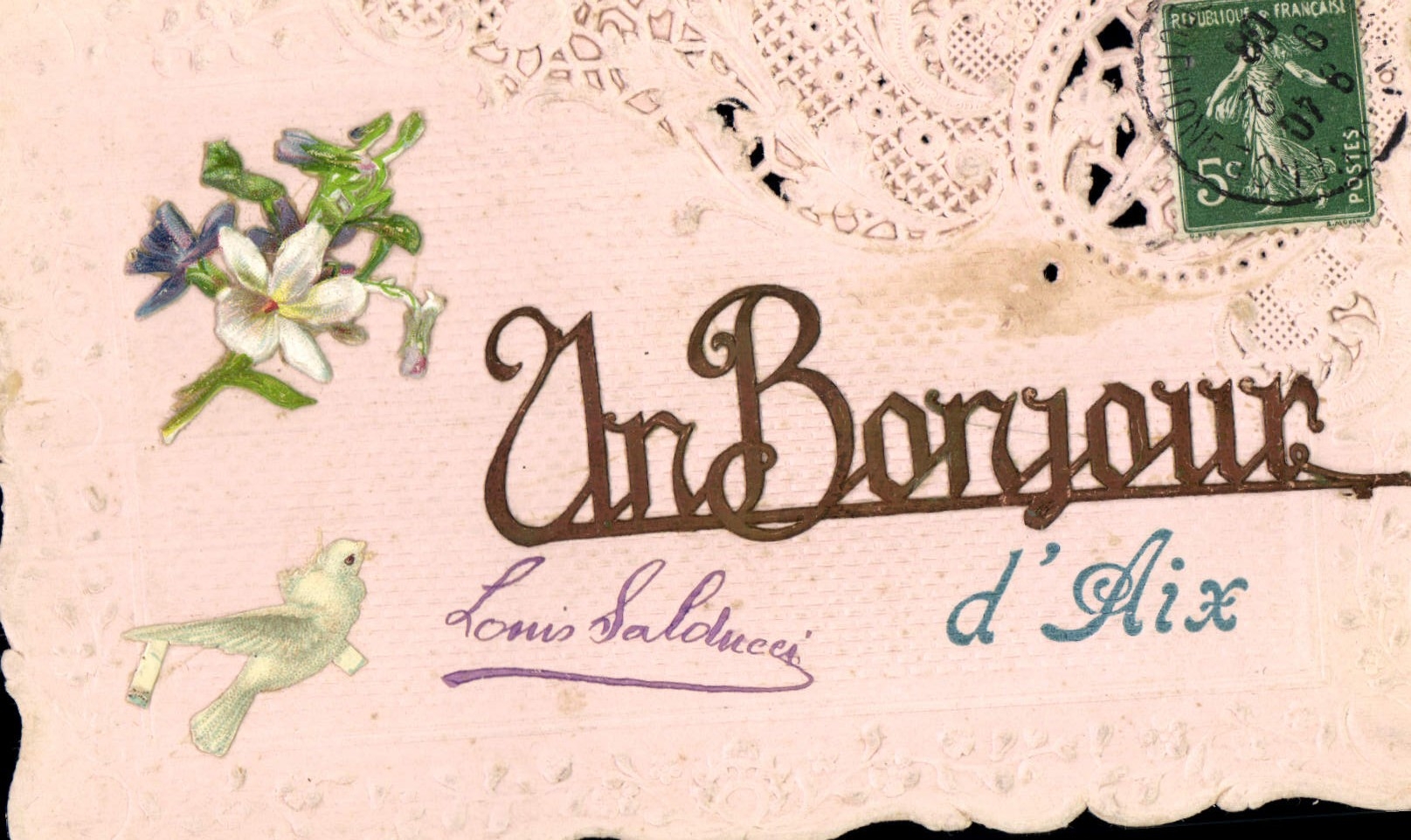 CPA Fantaisie Brodee Fleurs Aix en Provence 