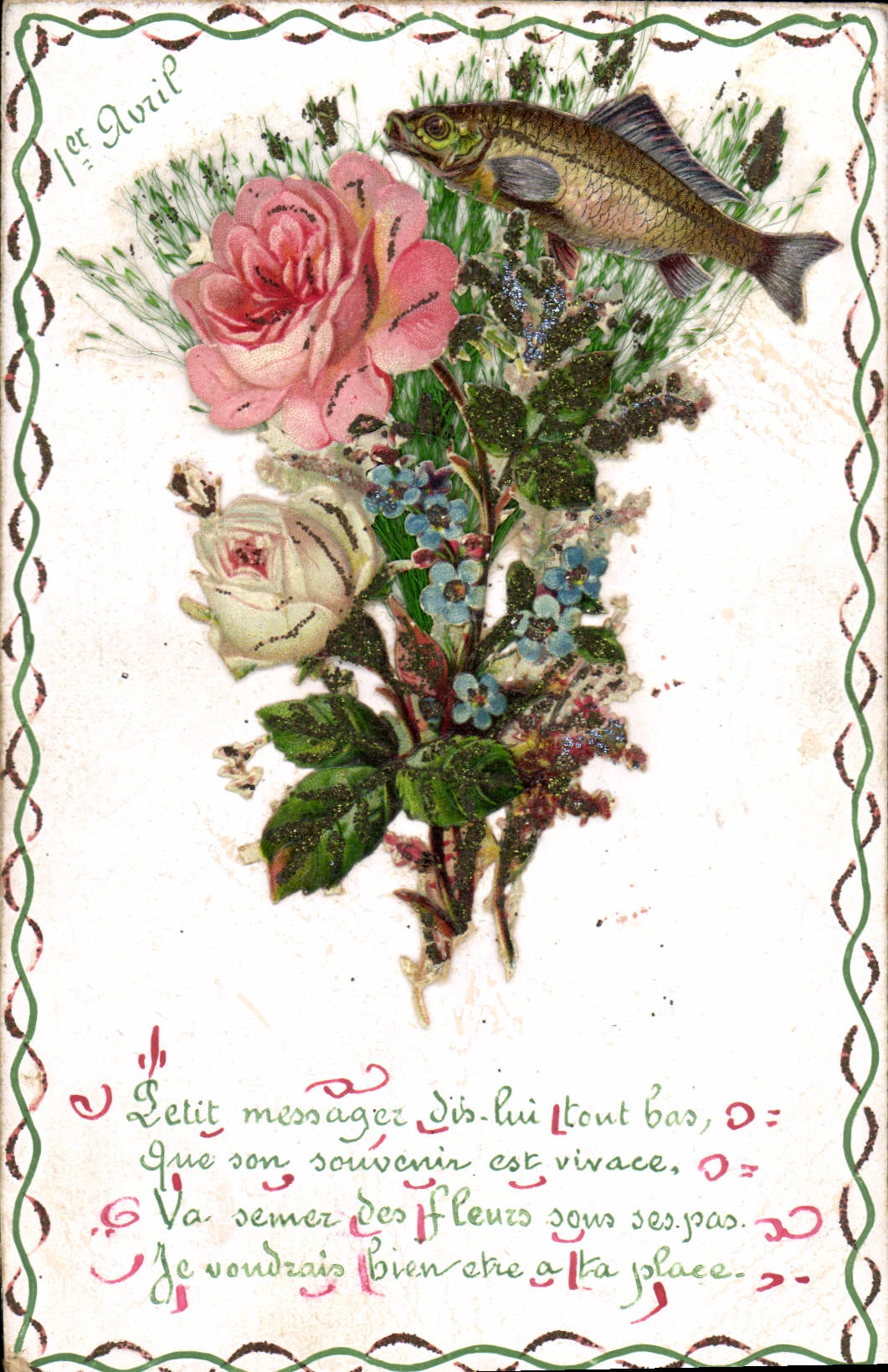 CPA Fantaisie Fleurs Poisson 