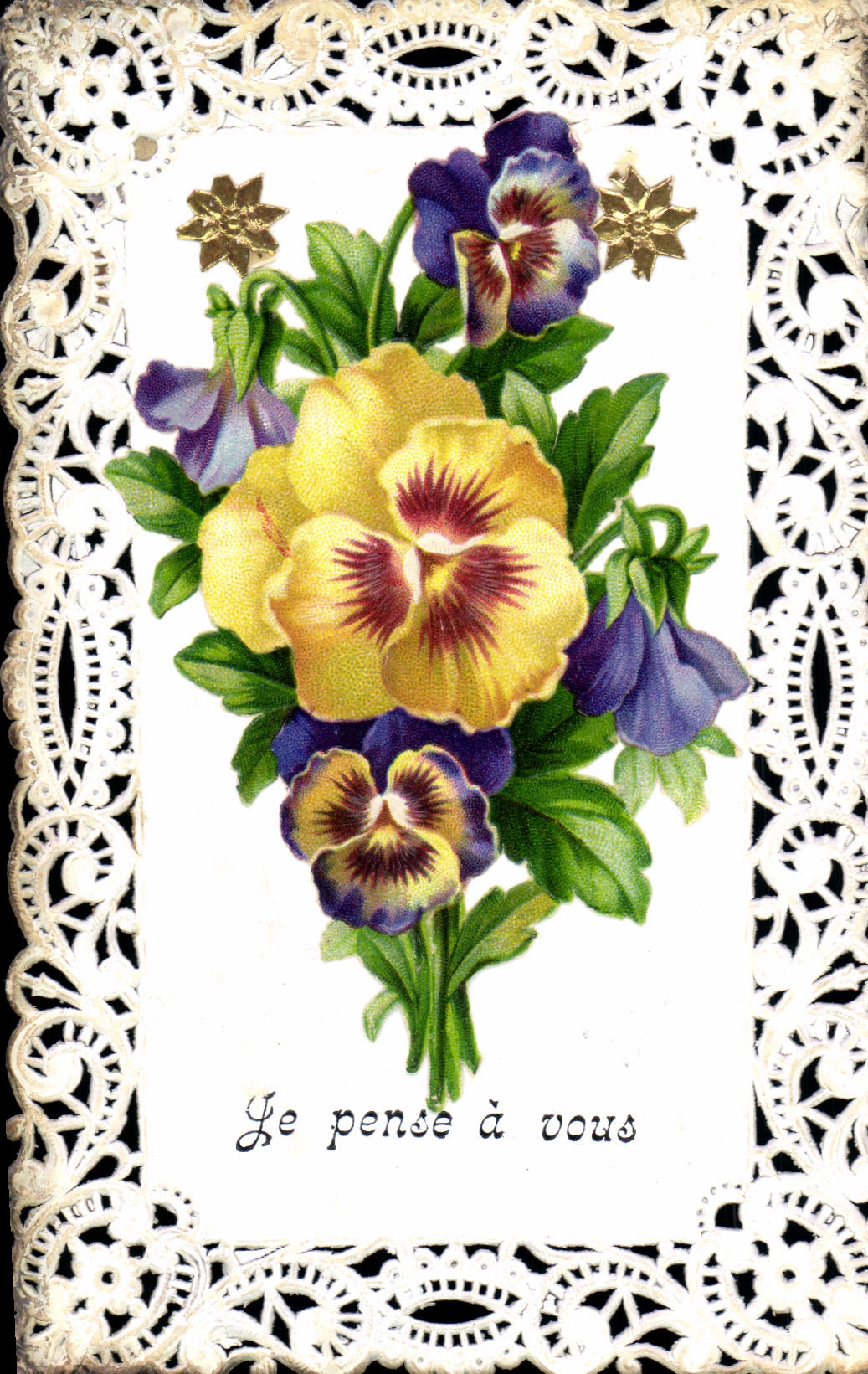 CPA Fantaisie Brodee Fleurs 