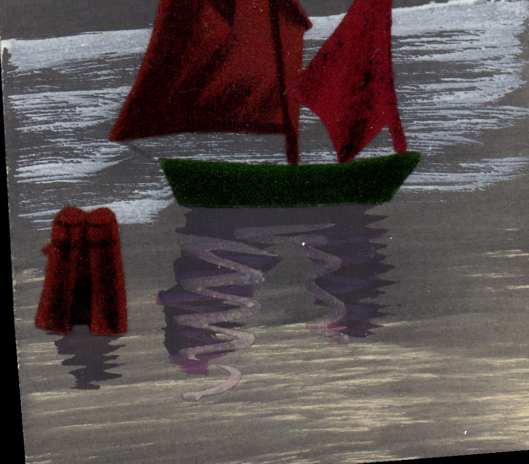 Vintage Postcard Fantasy Boat (out of baize)