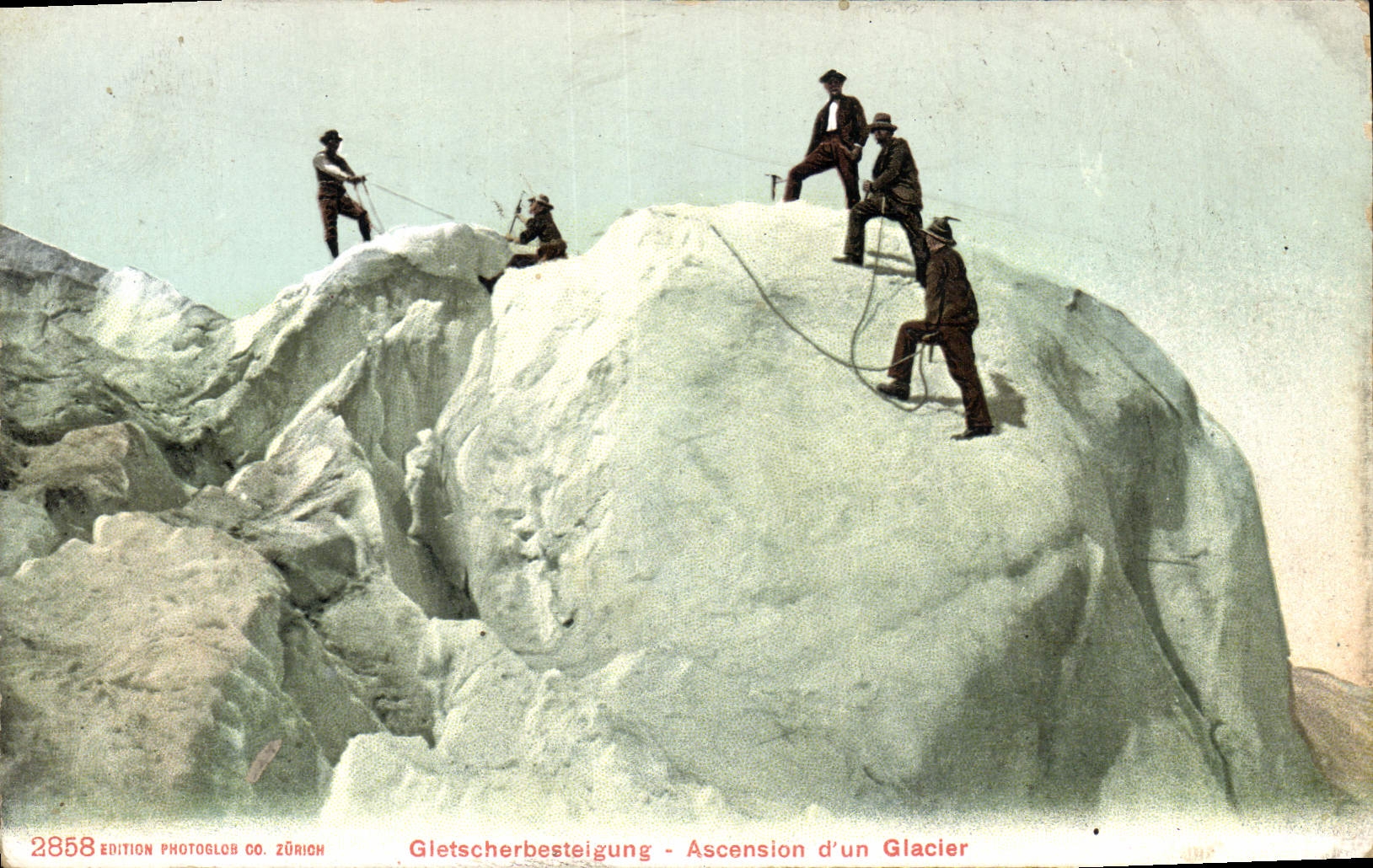 Vintage Postcard Alpinism Rise of a glacier