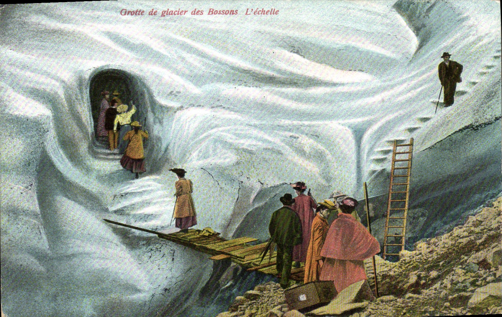 CPA Alpinisme Grotte de glacier des Bossons L'echelle