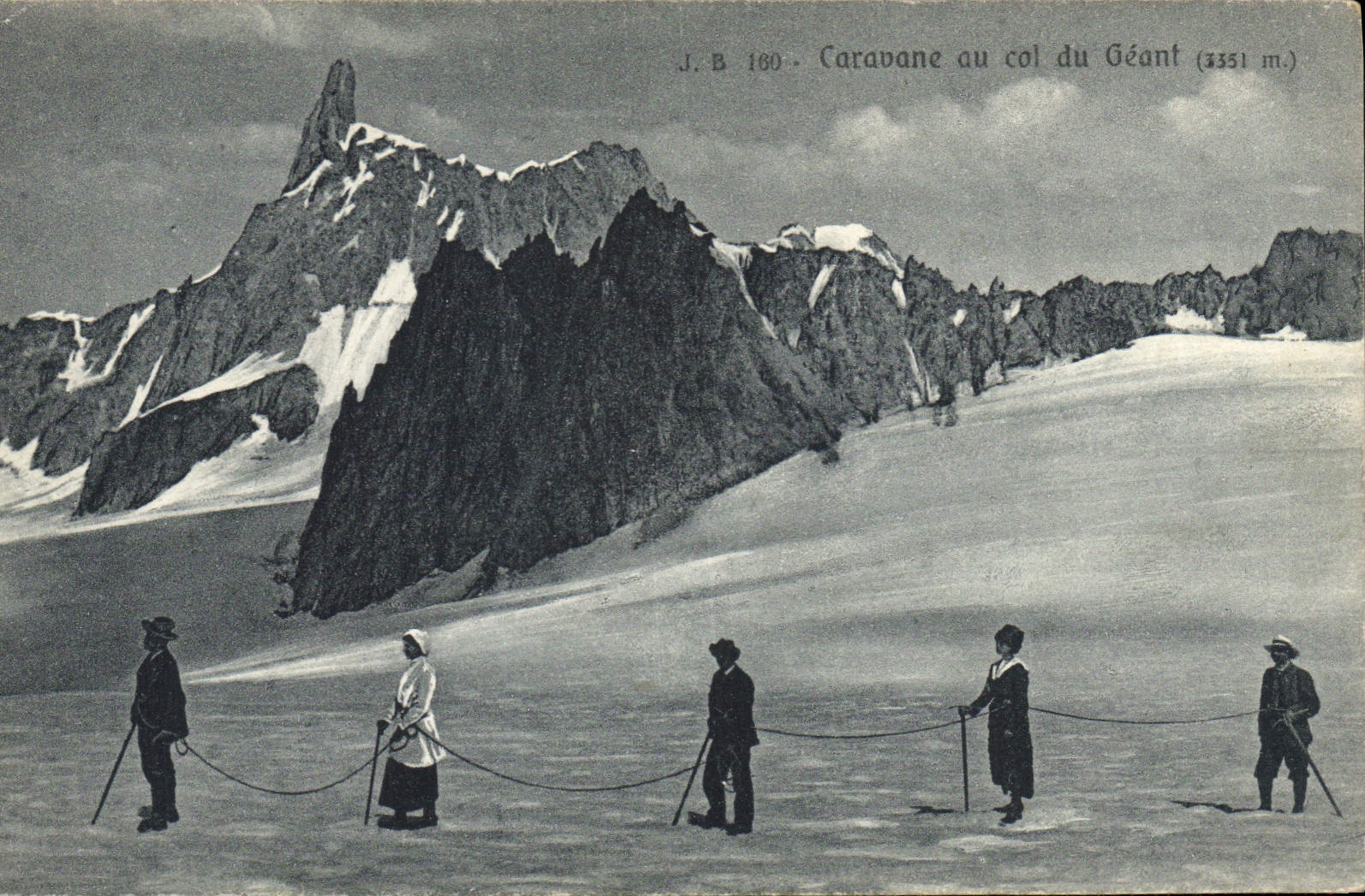 CPA Alpinisme Caravane au col du Geant 