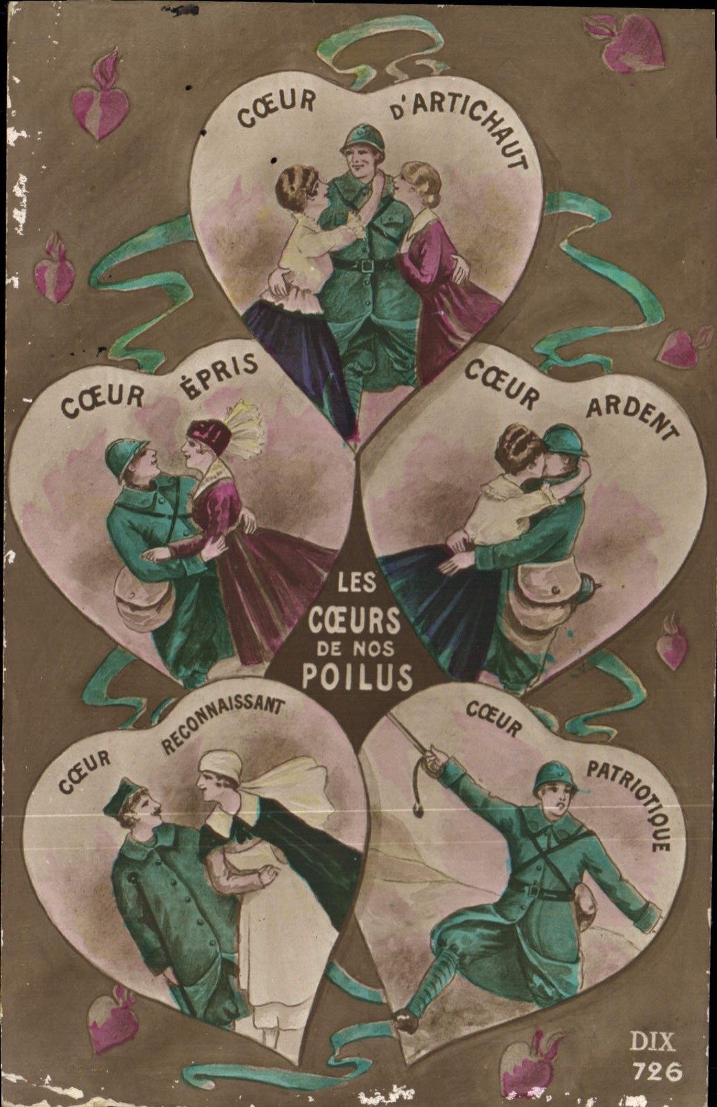 Vintage Postcard Fantasy Woman hearts of our hairy