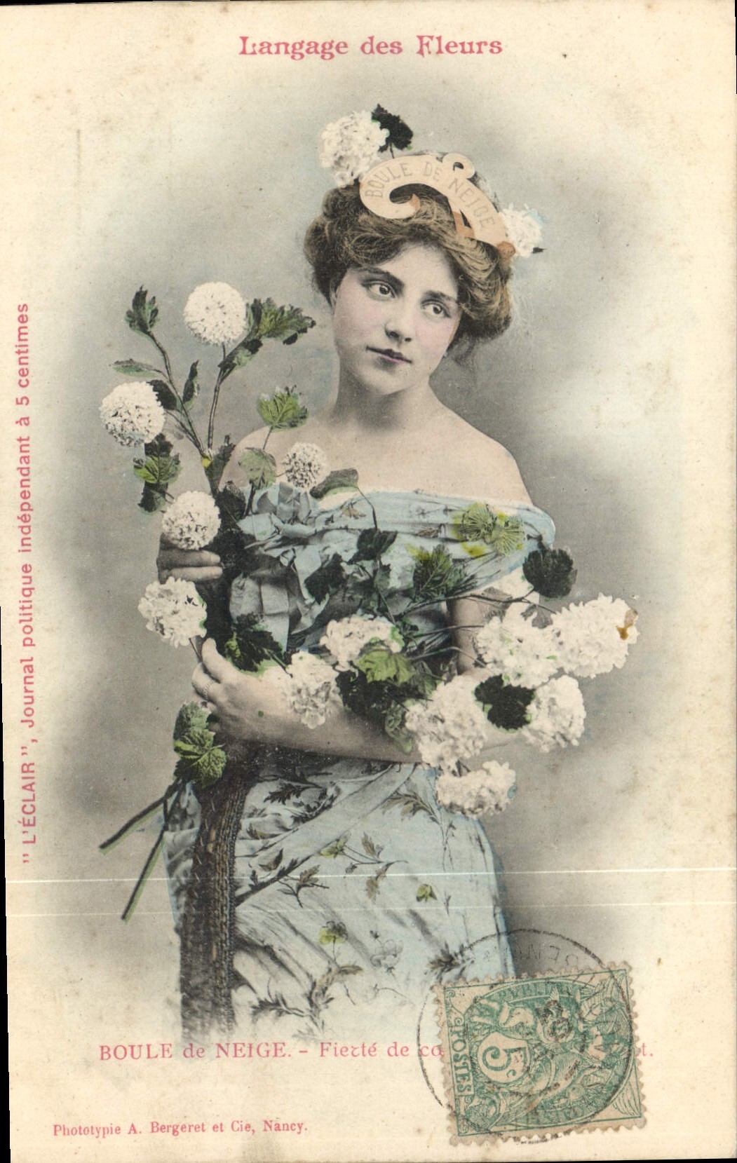 Vintage Postcard Fantasy the language of the Flowers Snowball