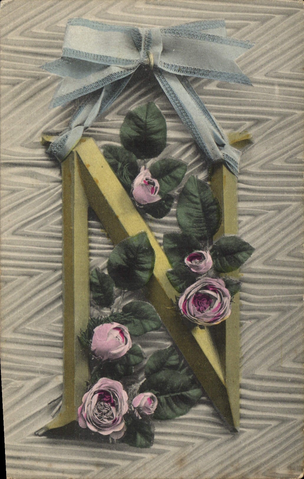 Vintage Postcard Fantasy Flowers Letters Letter NR