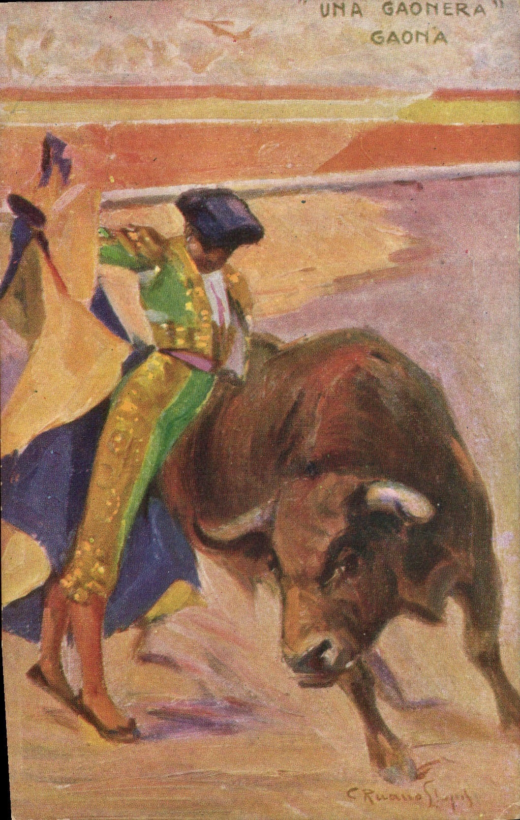 CPA Corrida Course de taureaux Una Gaonera Gaona 