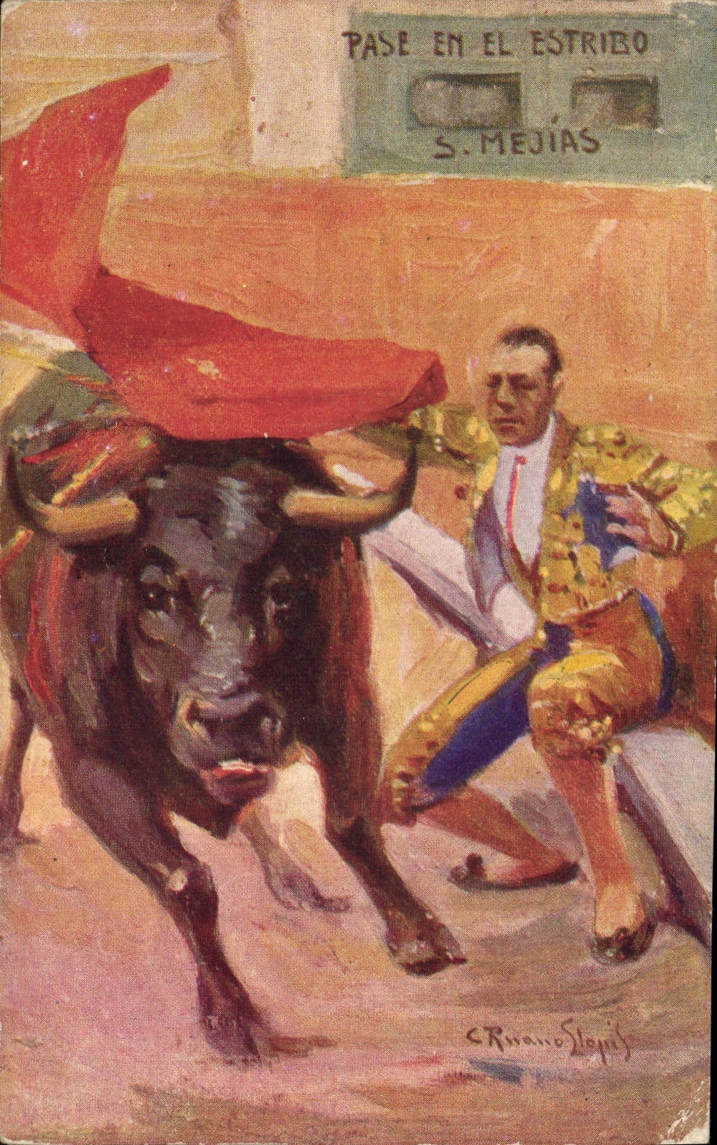 Postal Corrida Corrida de toros Paso en EL Estribo S Mejias