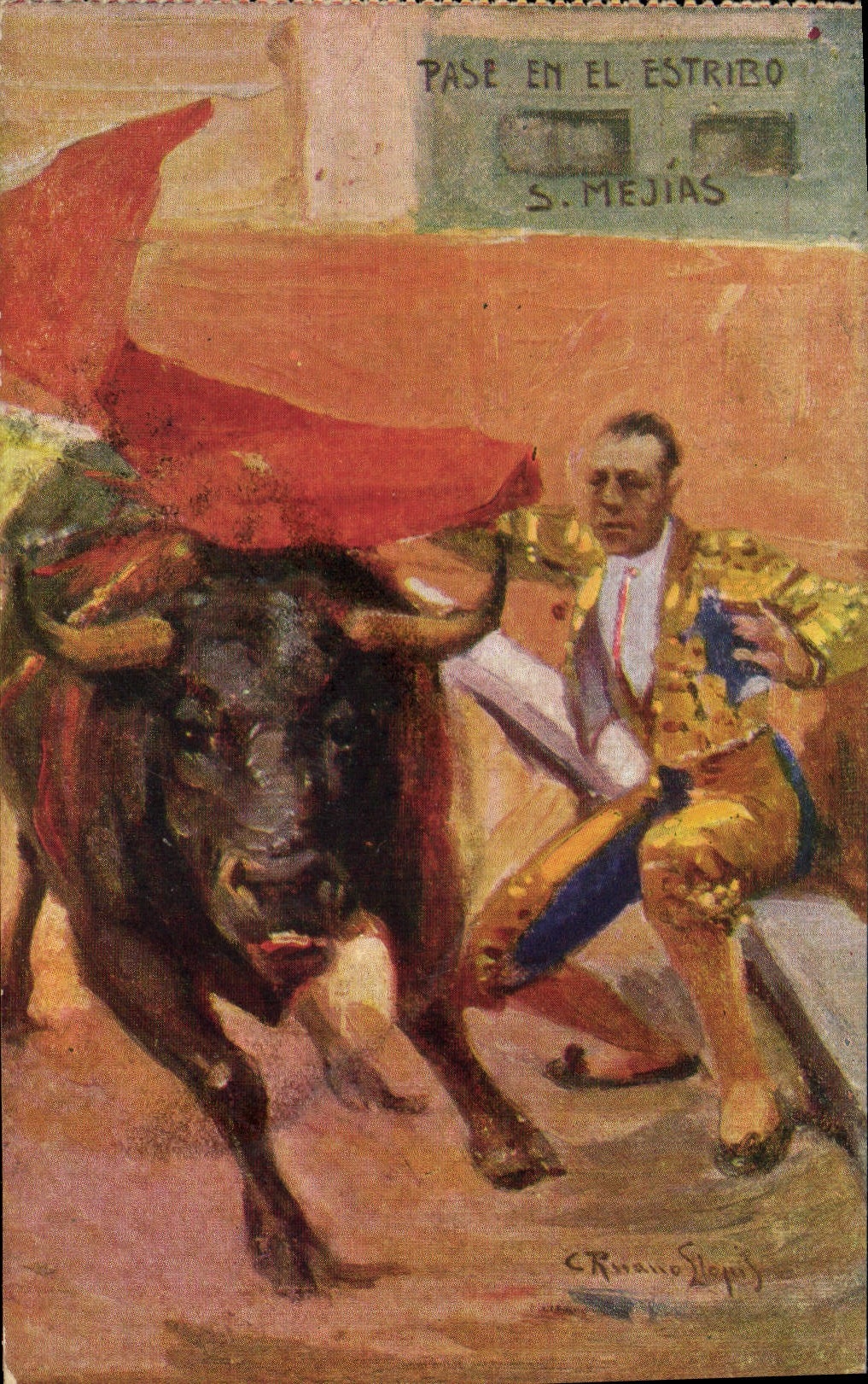 CPA Corrida Course de taureaux Pase en el Estribo S Mejias 