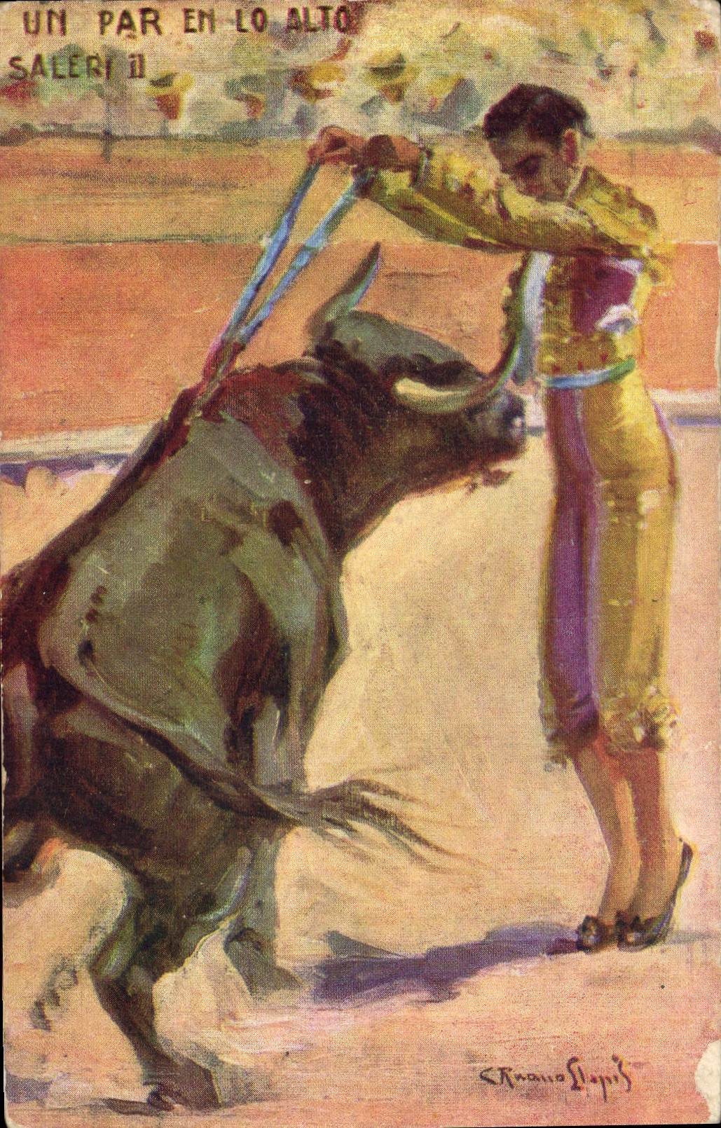 Postal Corrida Corrida de toros el por en lo alto Saleri