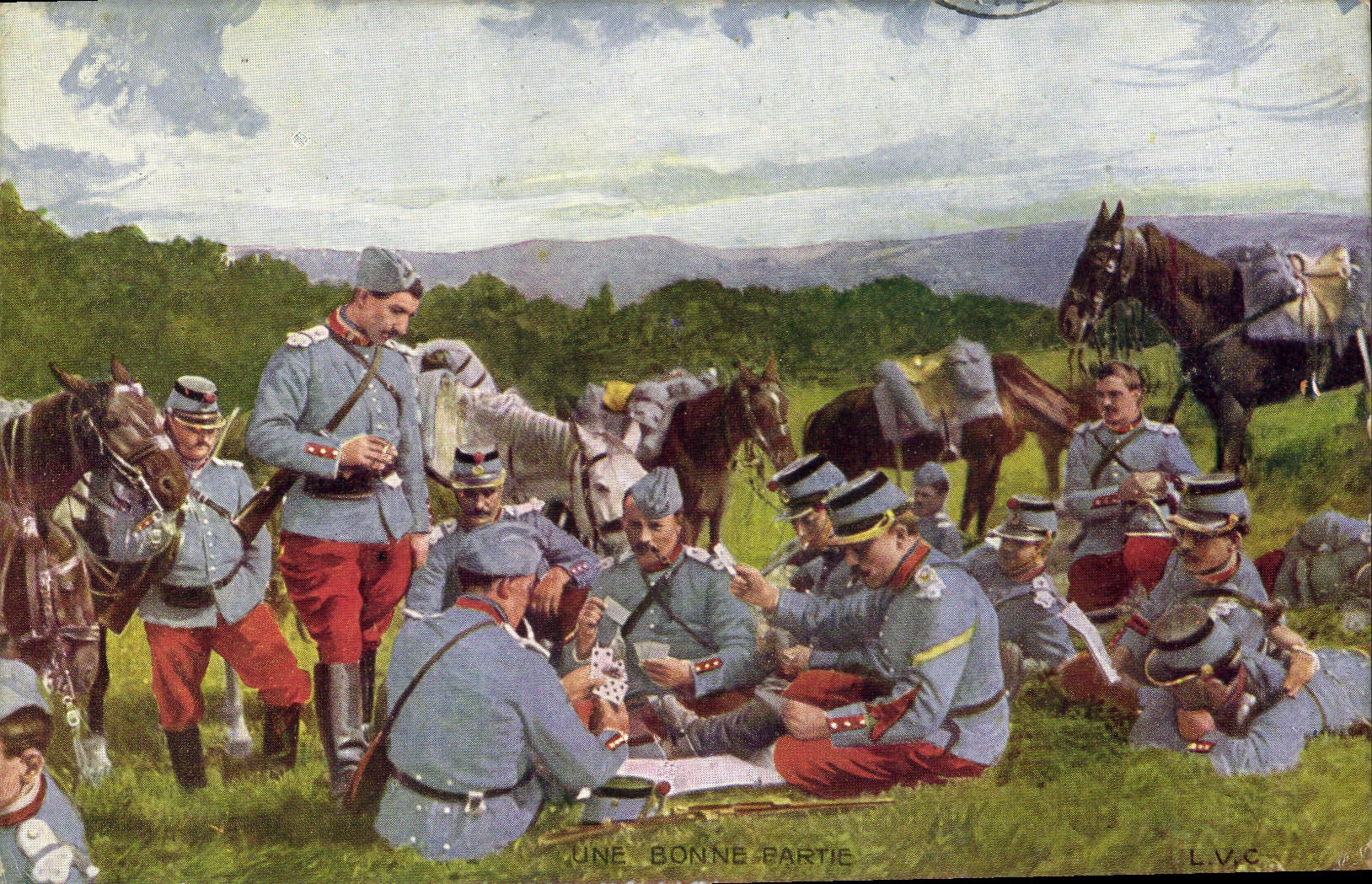 CPA Militaria Une bonne partie Cartes