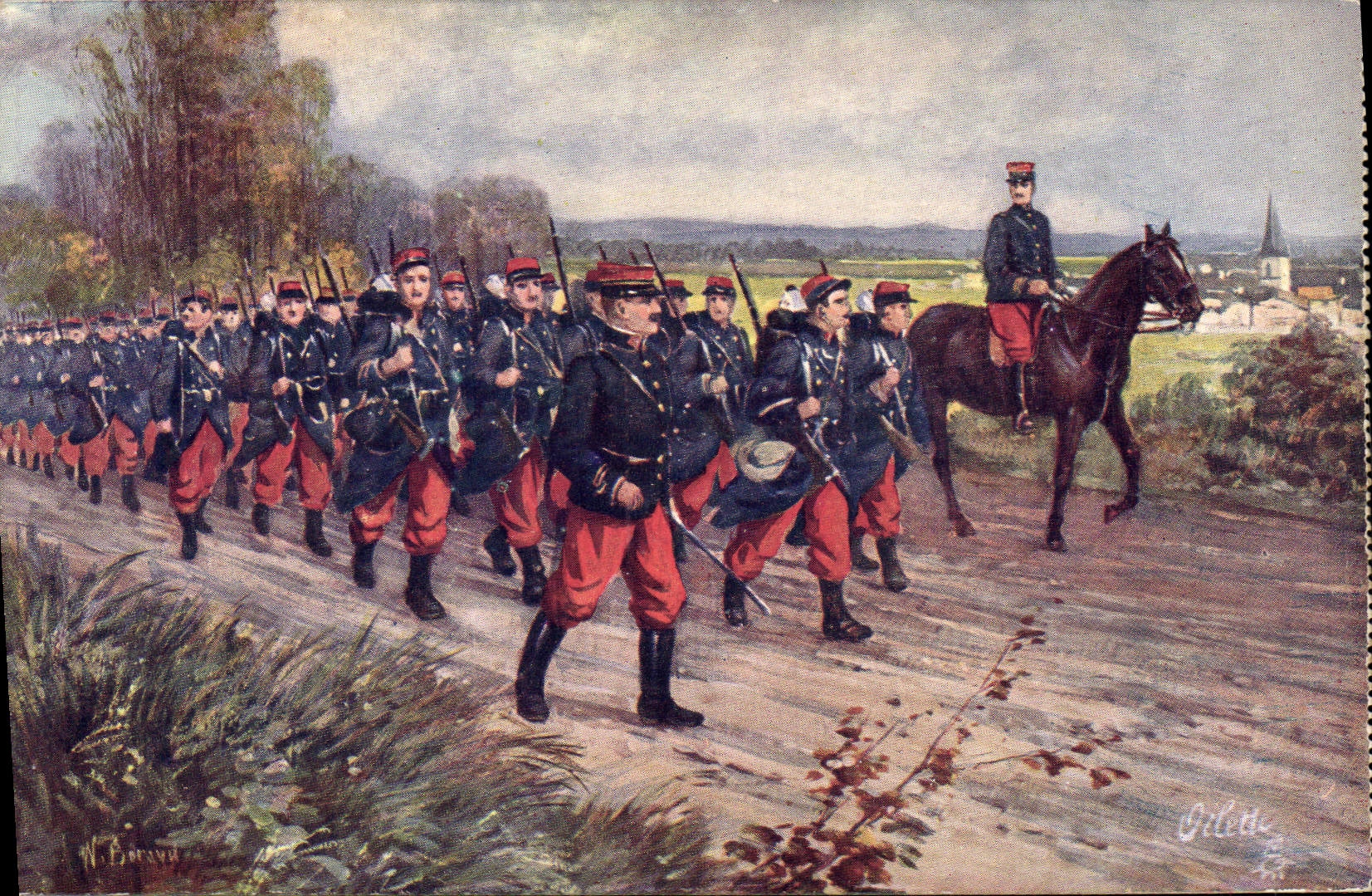 Vintage Postcard Militaria Infantry the queen of the battles