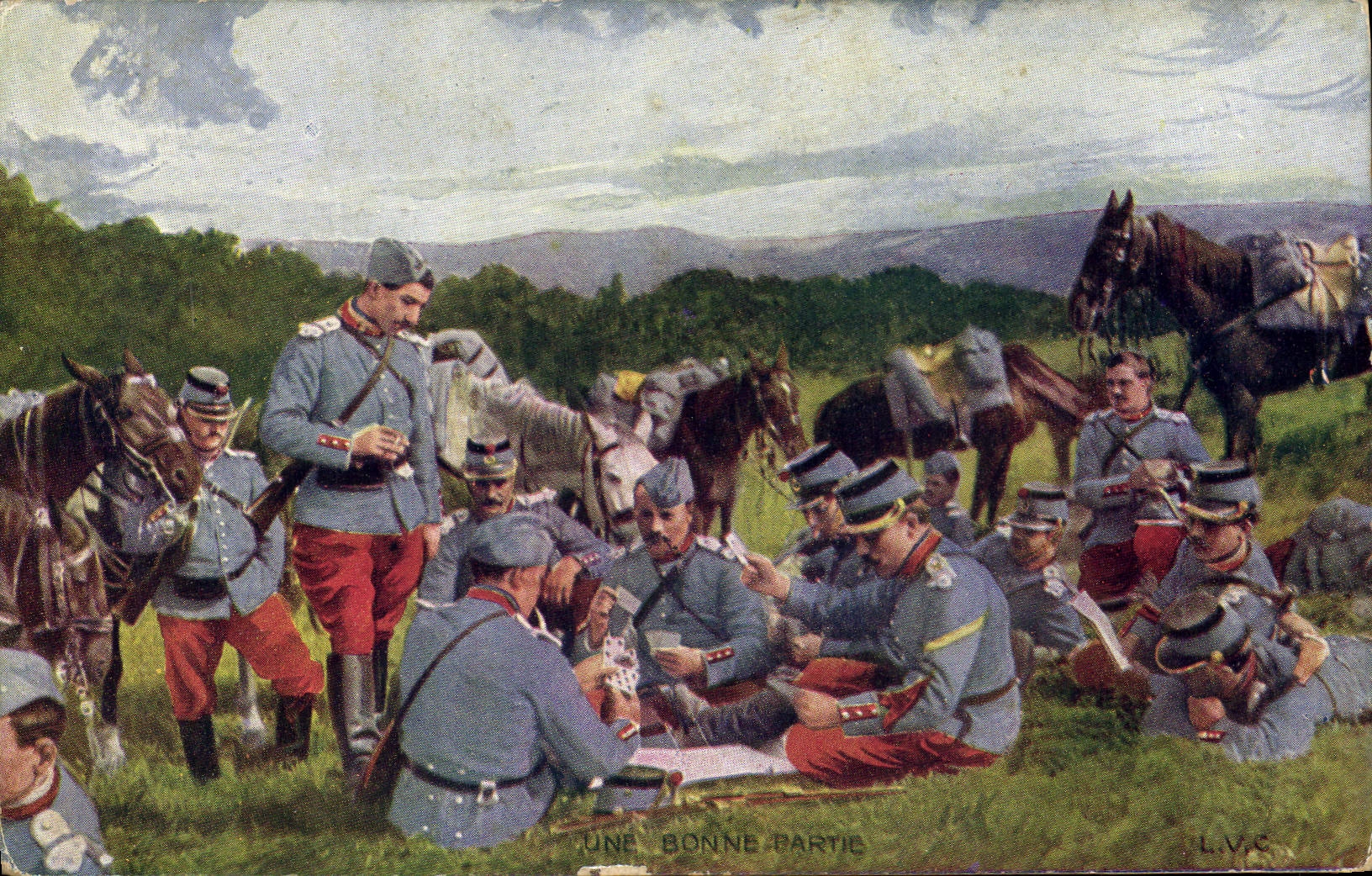 CPA Militaria Une bonne partie Cartes