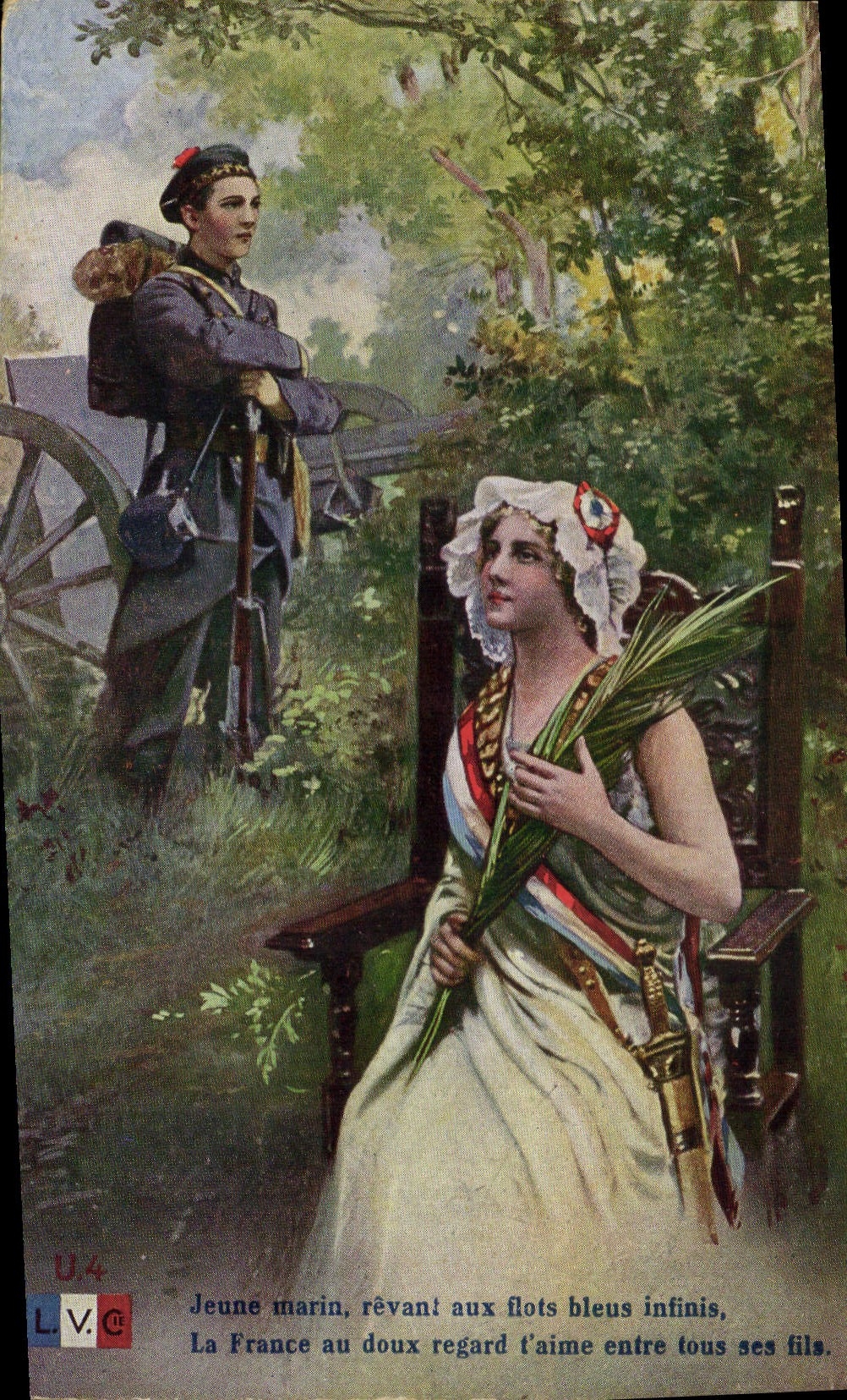 CPA Militaria Jeune marin revant aux flots bleus infinis