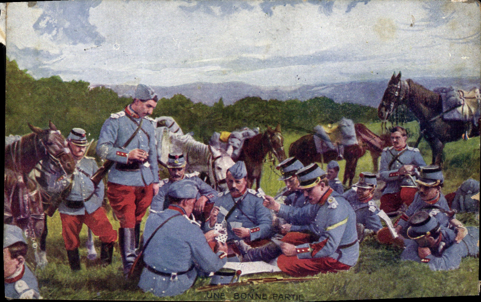 CPA Militaria Une bonne partie de cartes