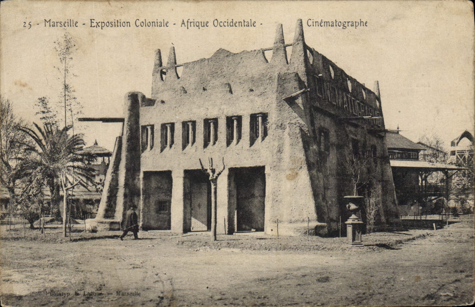 Vintage Postcard Cinema Marseilles colonial Exposure West Africa Cinematograph