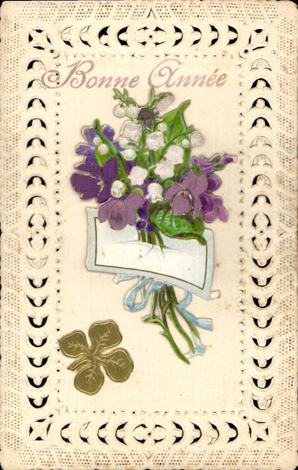 CPA Fantaisie Brodee Fleurs 