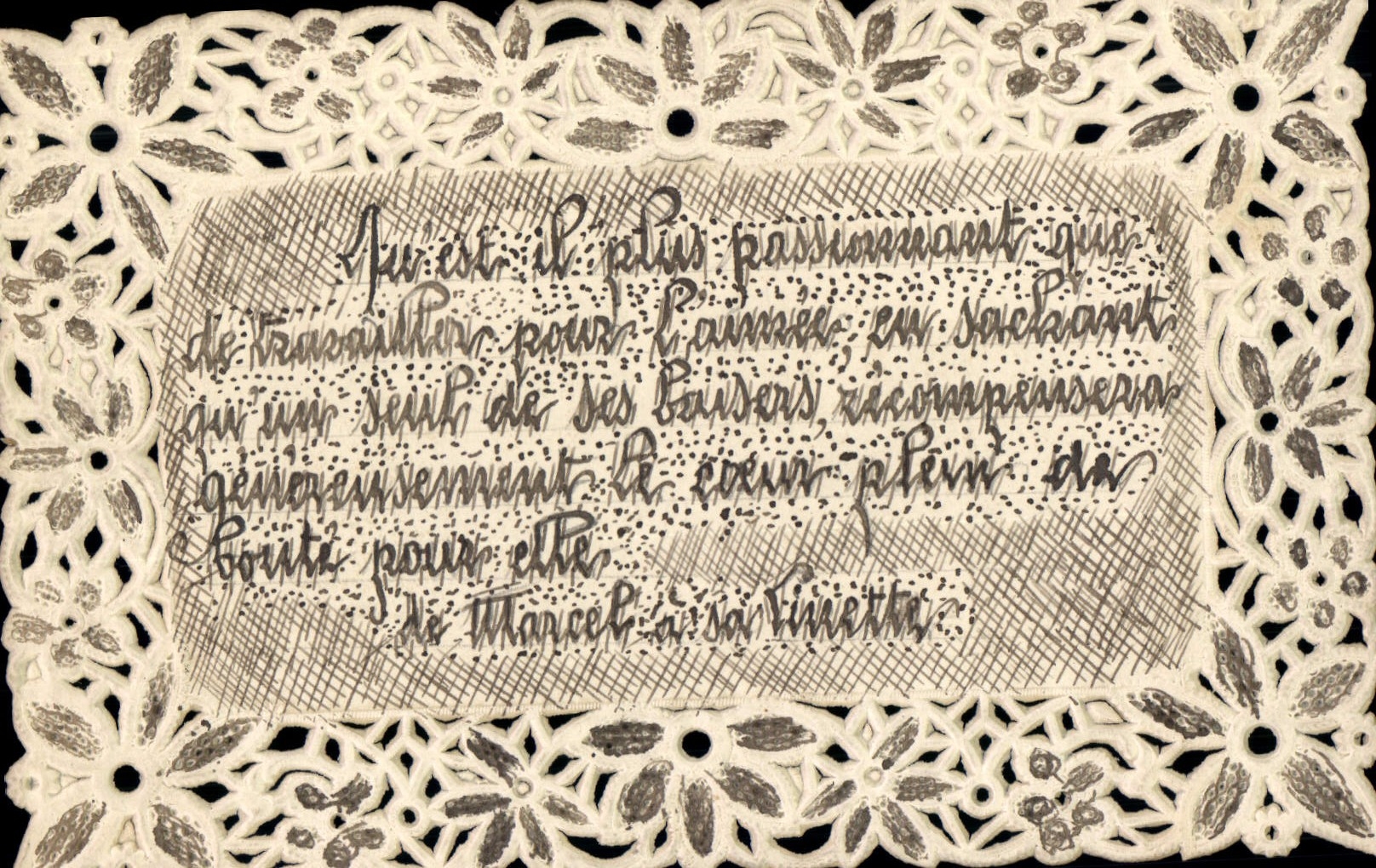 CPA Fantaisie Brodee Fleurs 