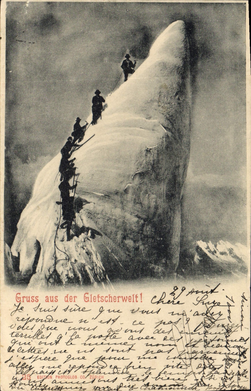 CPA Alpinisme Gruss aus der Gletscherwelt !