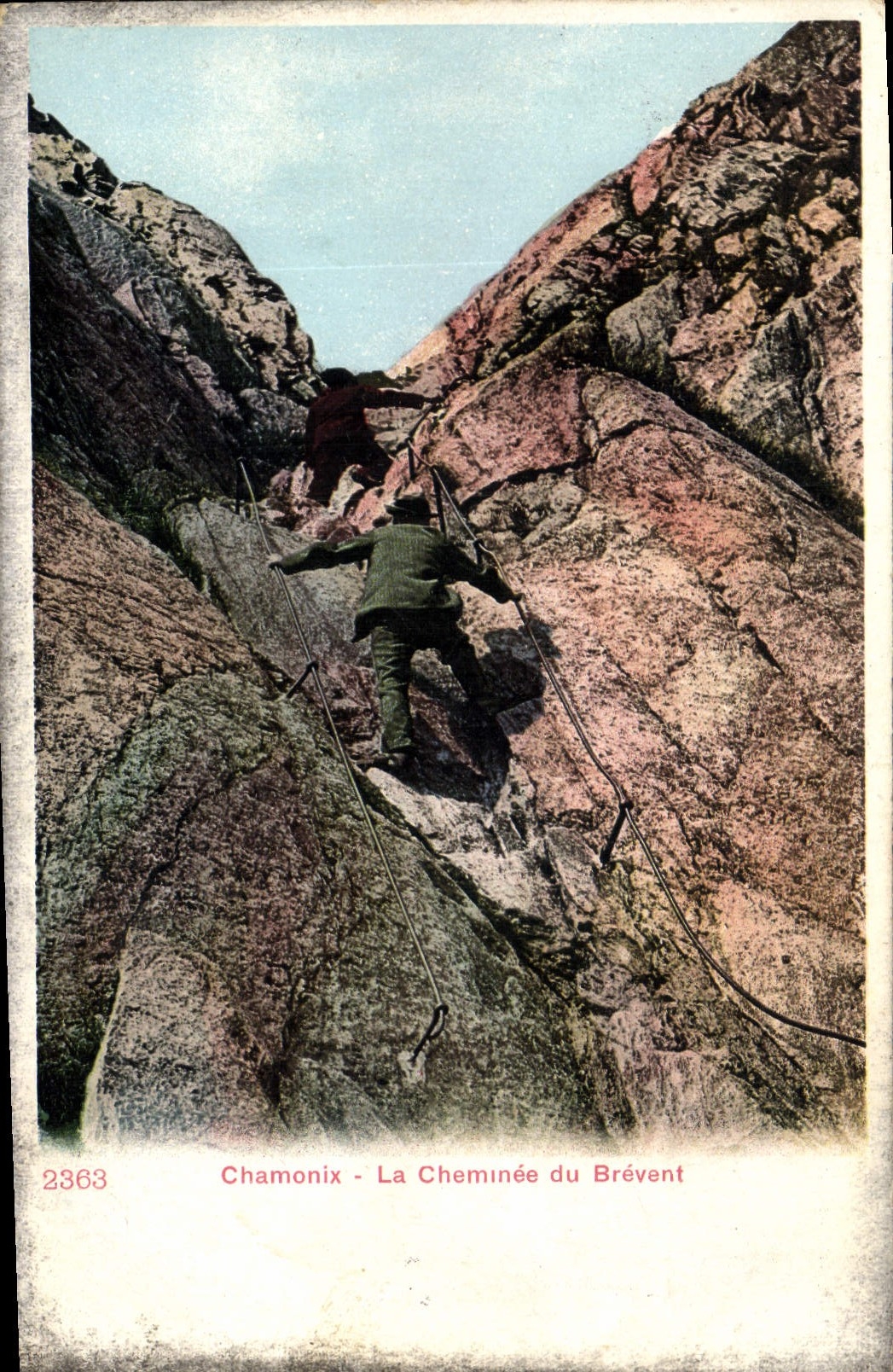 Vintage Postcard Chamonix Alpinism the chimney of Brevent