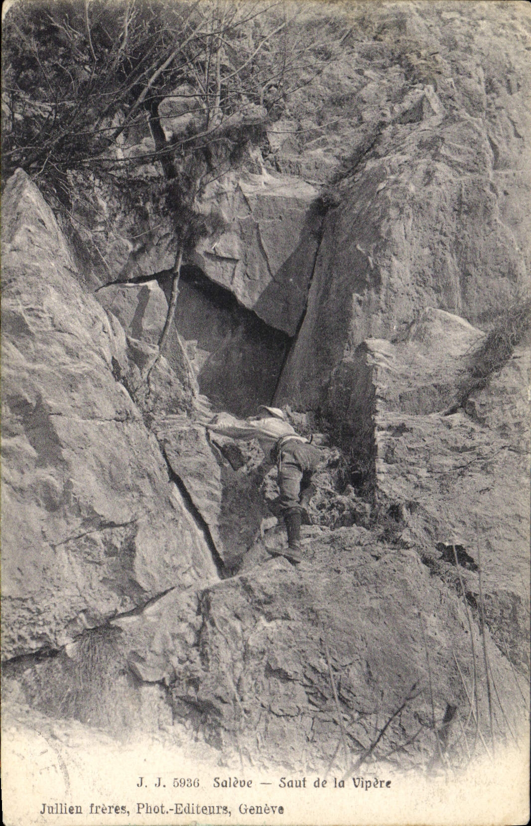 Vintage Postcard Alpinism Saleve Jump of the viper Snake