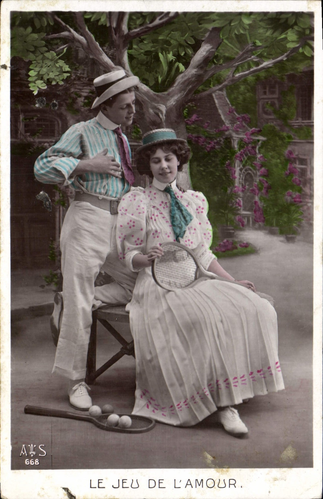 CPA Tennis Femme Le jeu de l'amour