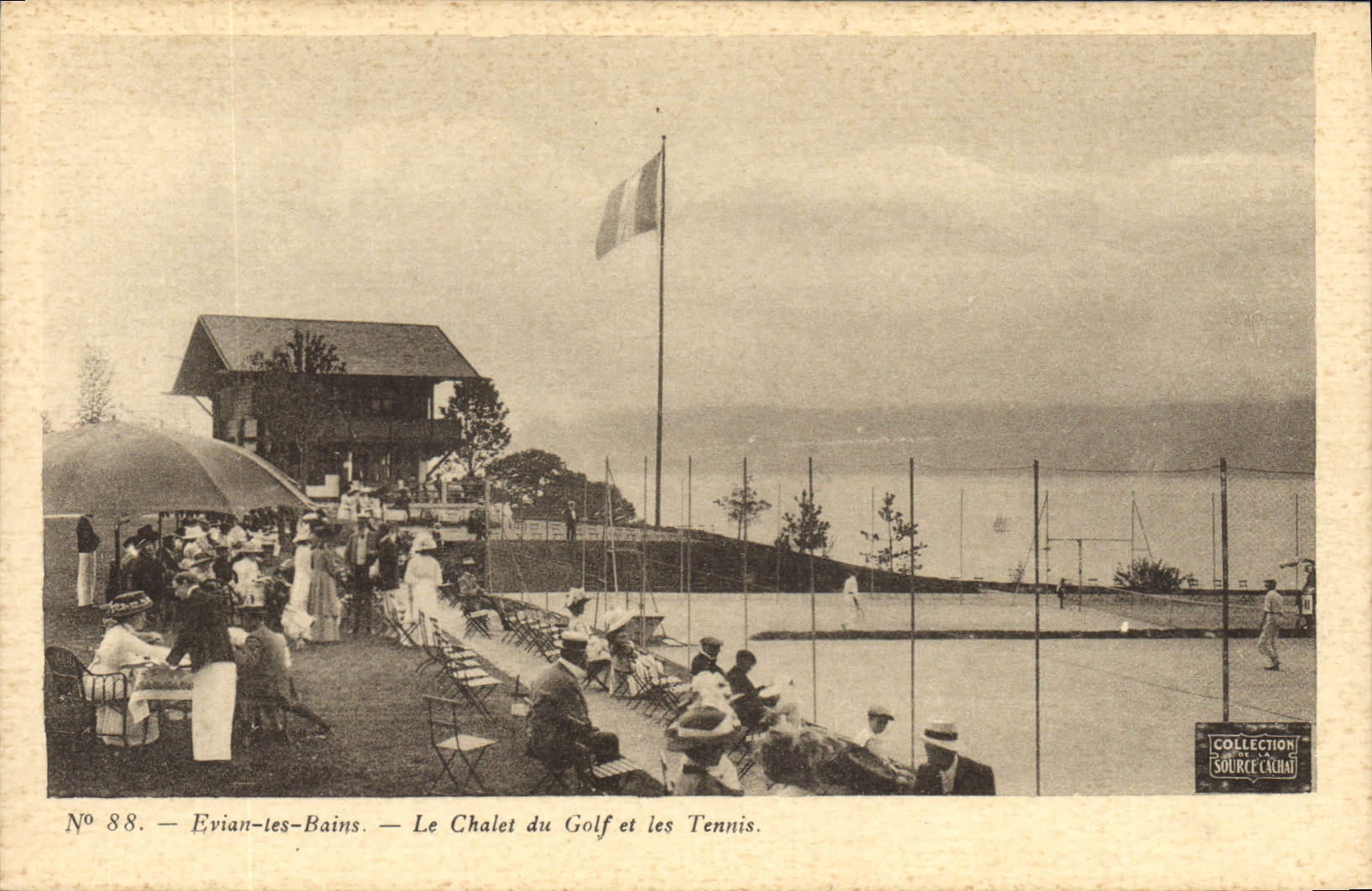 Vintage Postcard Evian Baths the country cottage of the Golf and Tennis
