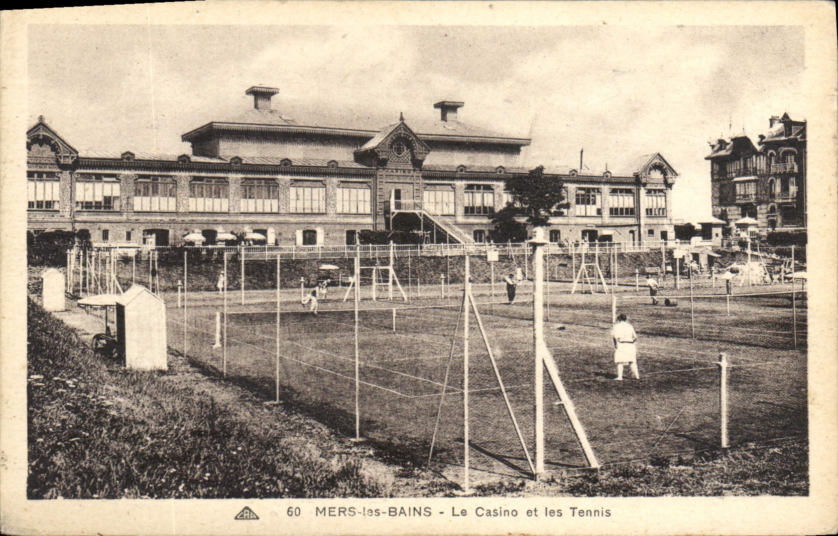 Vintage Postcard Seas Baths the casino and Tennis