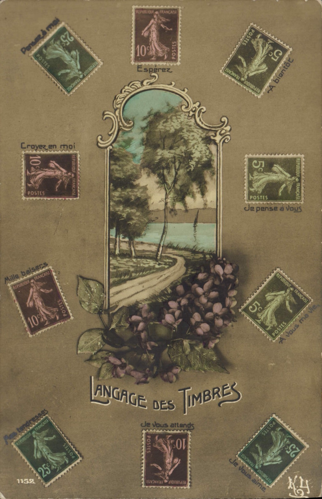 Vintage Postcard Fantasy Language of the stamps Sower