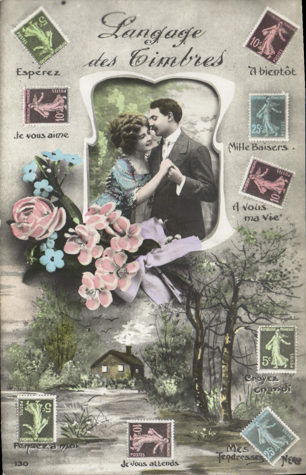 CPA Fantaisie Langage des timbres Femme 