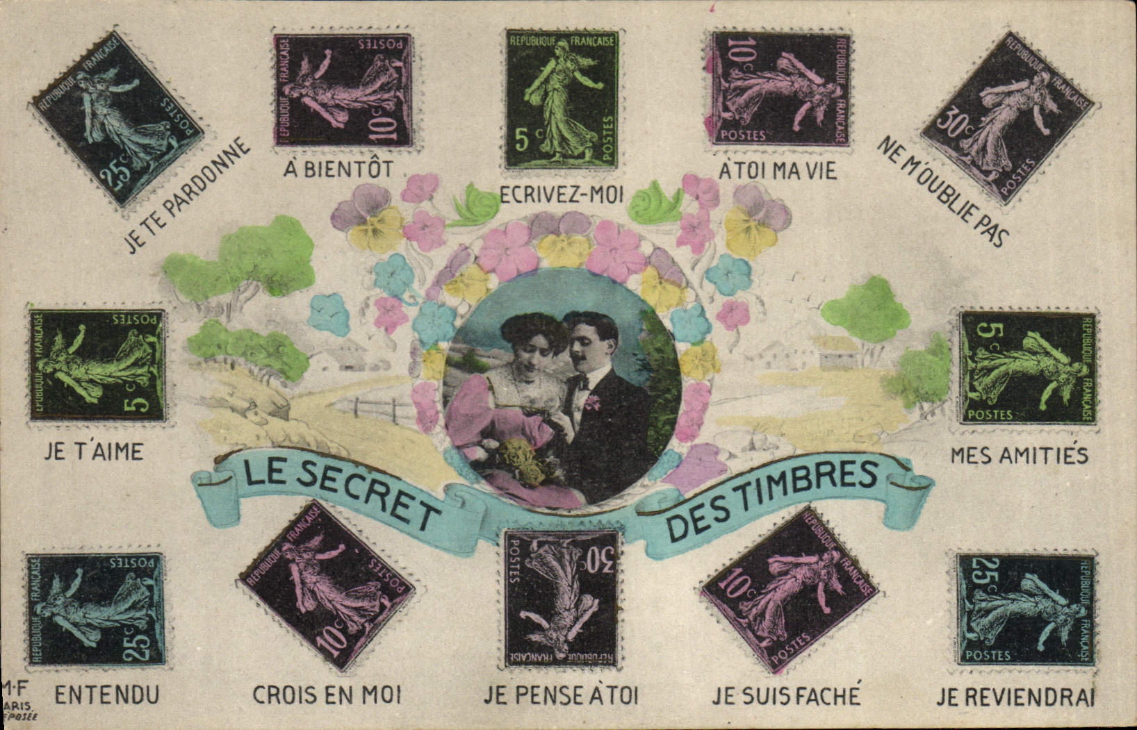 Vintage Postcard Standard Fantasy Language of the stamps Sower 10c