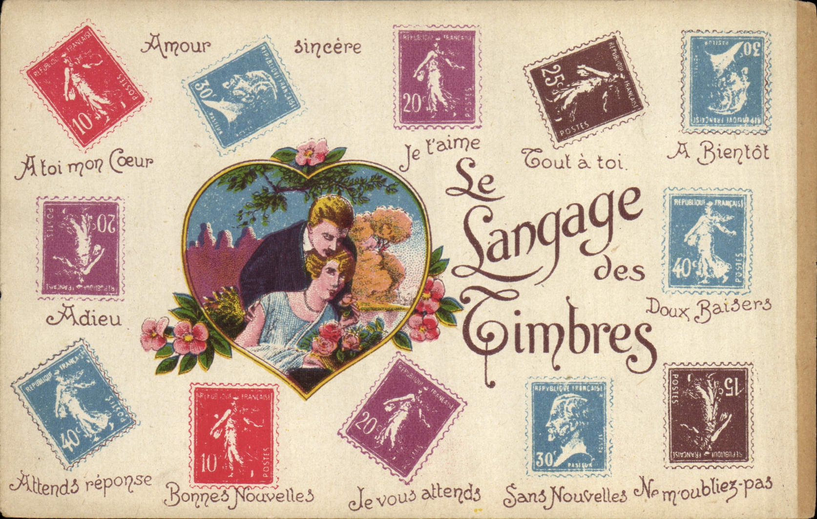 CPA Fantaisie Langage des timbres 