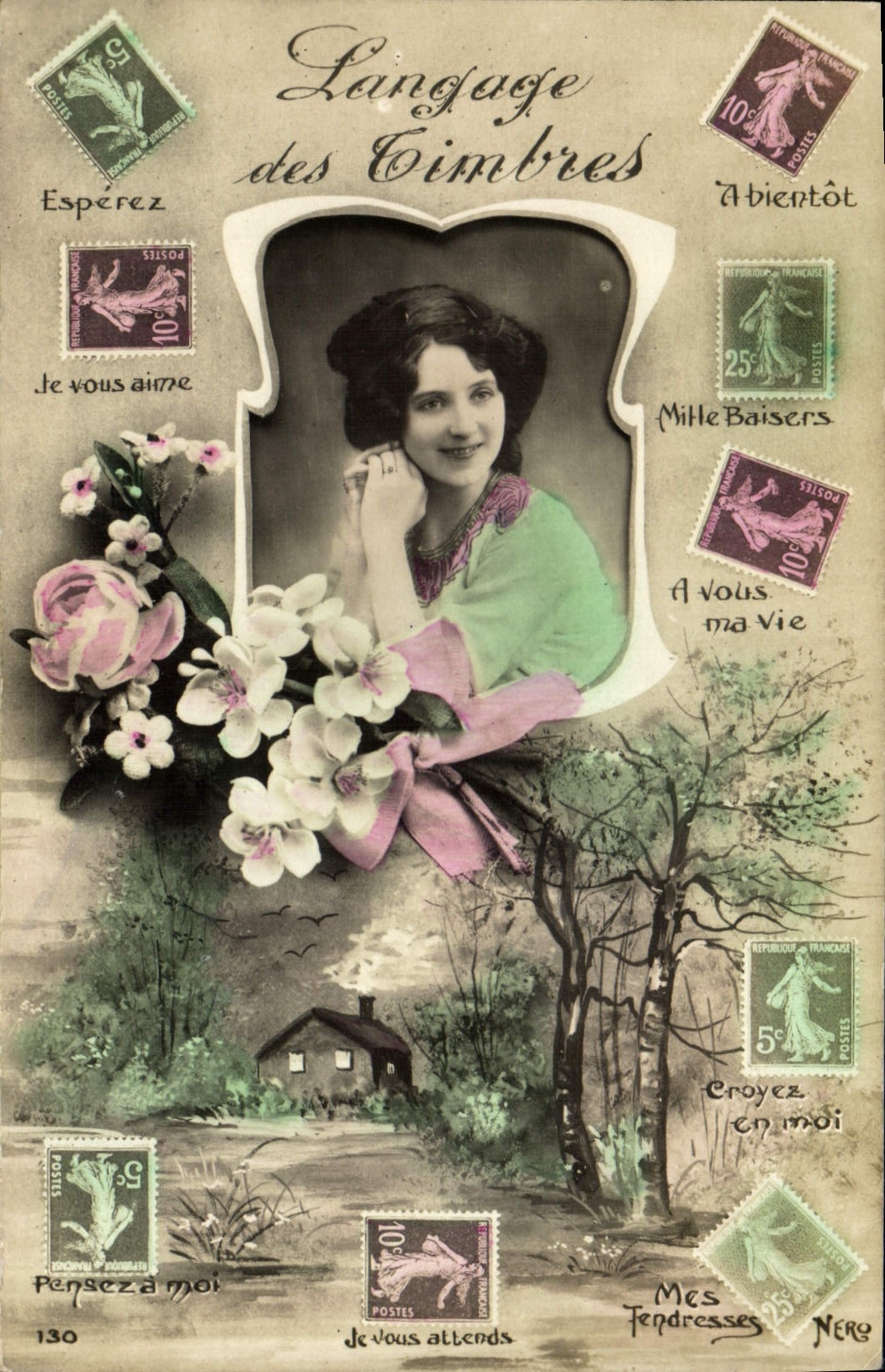 CPA Fantaisie Langage des timbres Semeuse 